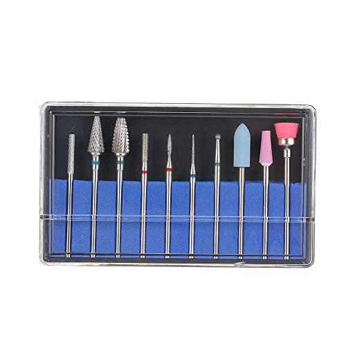 10PCS Professional Nail Drill Bit Set for Manicure & Pedicure - Nail Art Tools with Dust Brush for Salon & Home Use - Perfect for Acrylic, Gel Polish & Nail Extensions