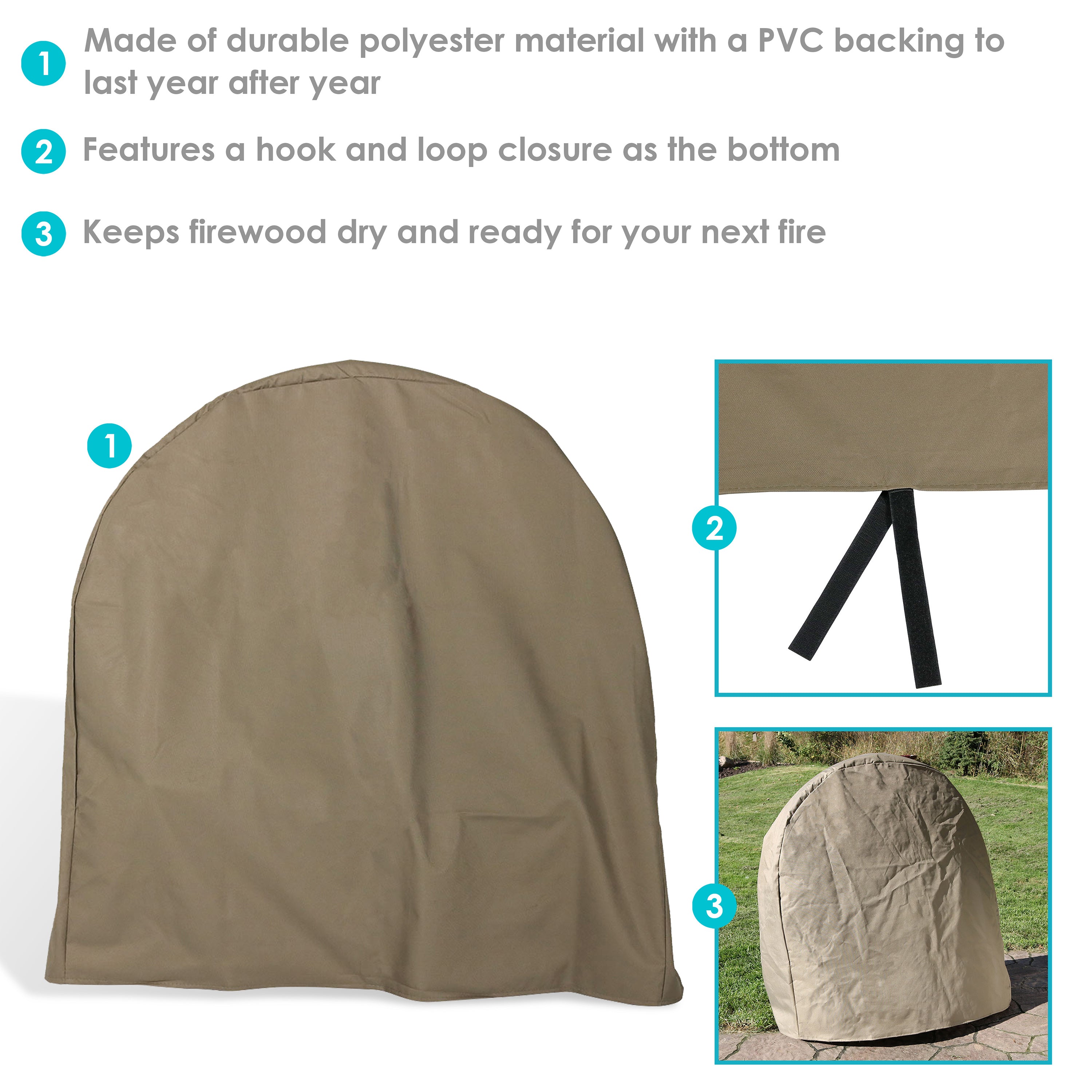 Sunnydaze Firewood Log Hoop Cover - Heavy Duty Outdoor Firewood Rack Cover, Waterproof & UV Resistant for Wood Storage - Perfect for Firewood Storage, Backyard, Patio, and Camping Use
