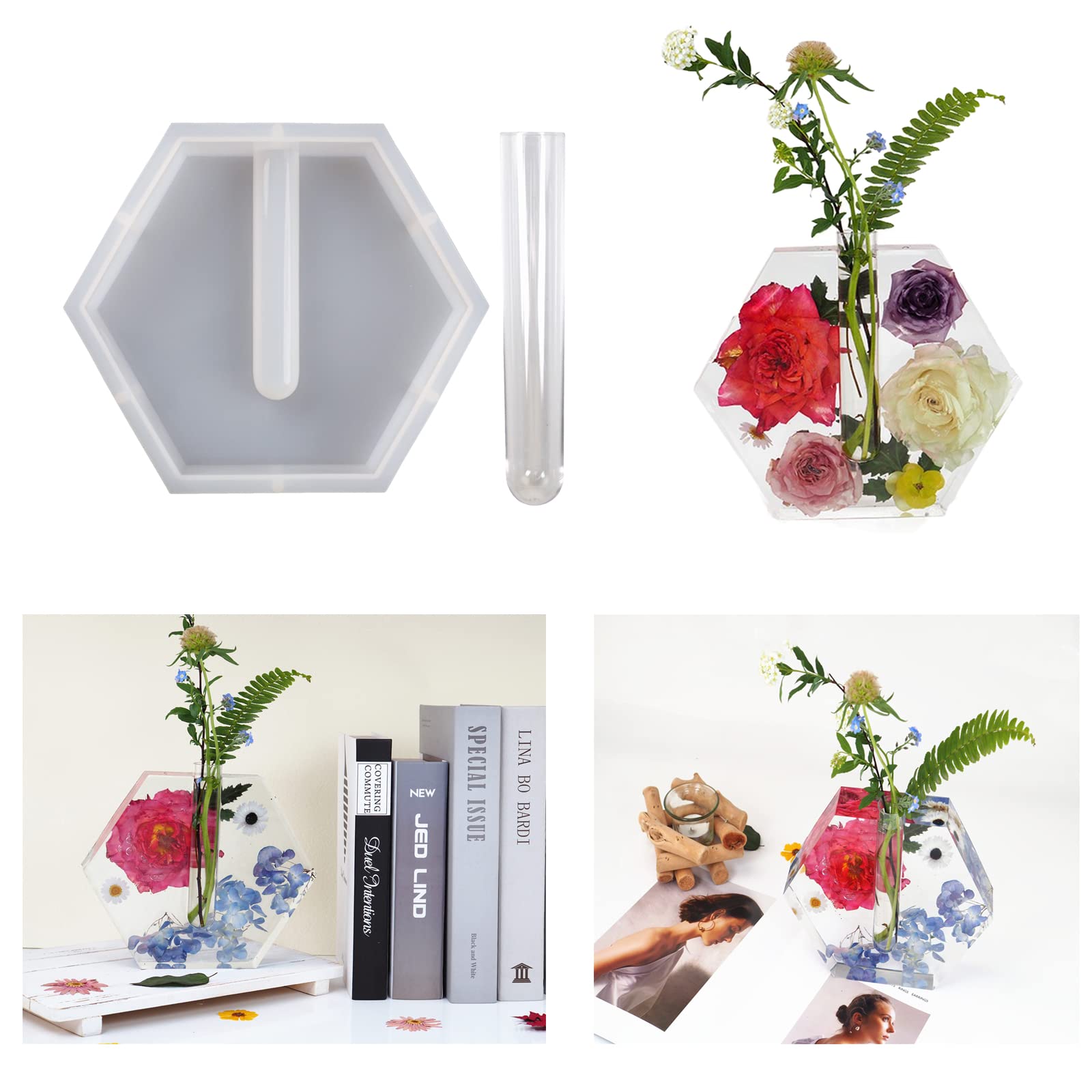 LDYMJL Hexagon Propagation Vase Silicone Mold - Epoxy Resin Casting Mold for Hydroponic Plants, Flower Holder - DIY Home & Office Decor, Valentine's Day Gift Idea - Perfect for Plant Lovers, Wedding Centerpieces, and Boho Home Decor