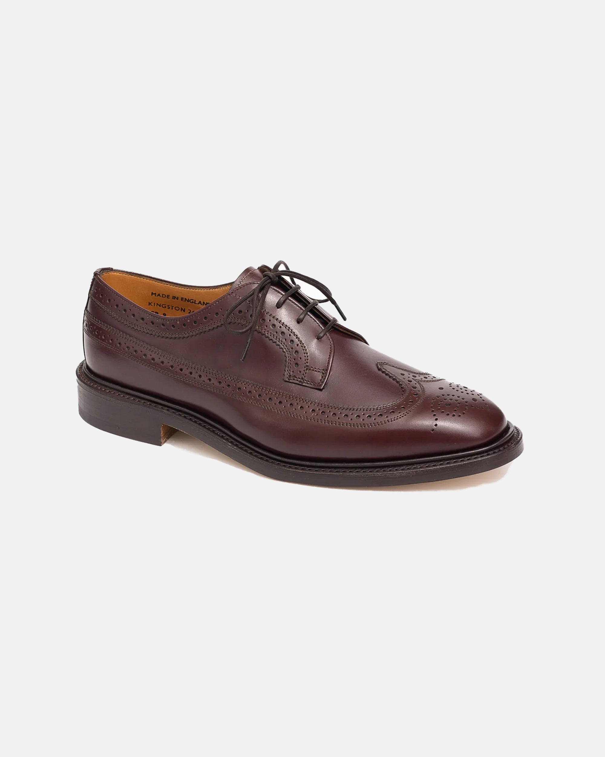 Premium Sanders Calfskin Longwing Blucher Men's Dress Shoes - Classic Wingtip Oxfords for Business, Office & Formal Occasions
