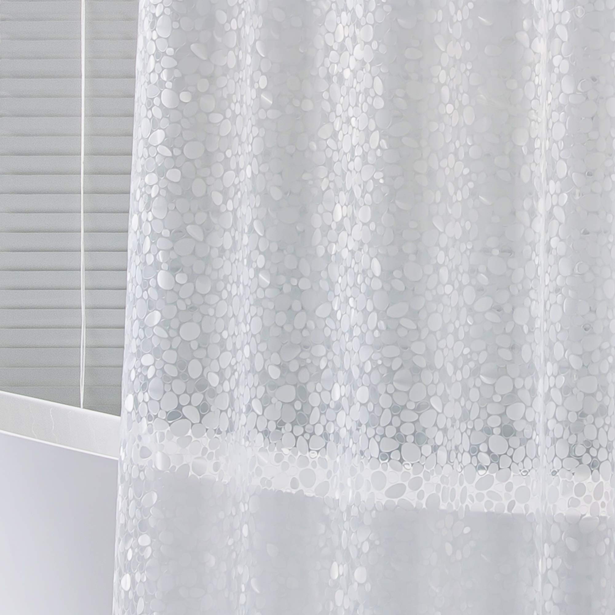 Waterproof & Odorless Arcedo Shower Curtain Liner with Magnets - 72x72 Inch Pebble Design Plastic Bath Curtain with Hooks for Shower or Bathtub - Hotel Quality Bathroom Accessory for Home, Apartment & Spa Use