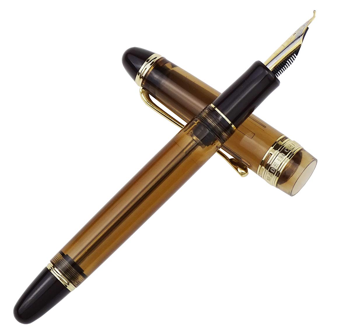 Yongsheng 699 Vacuum Fountain Pen - Bent Nib, Brown Acrylic for Smooth Writing