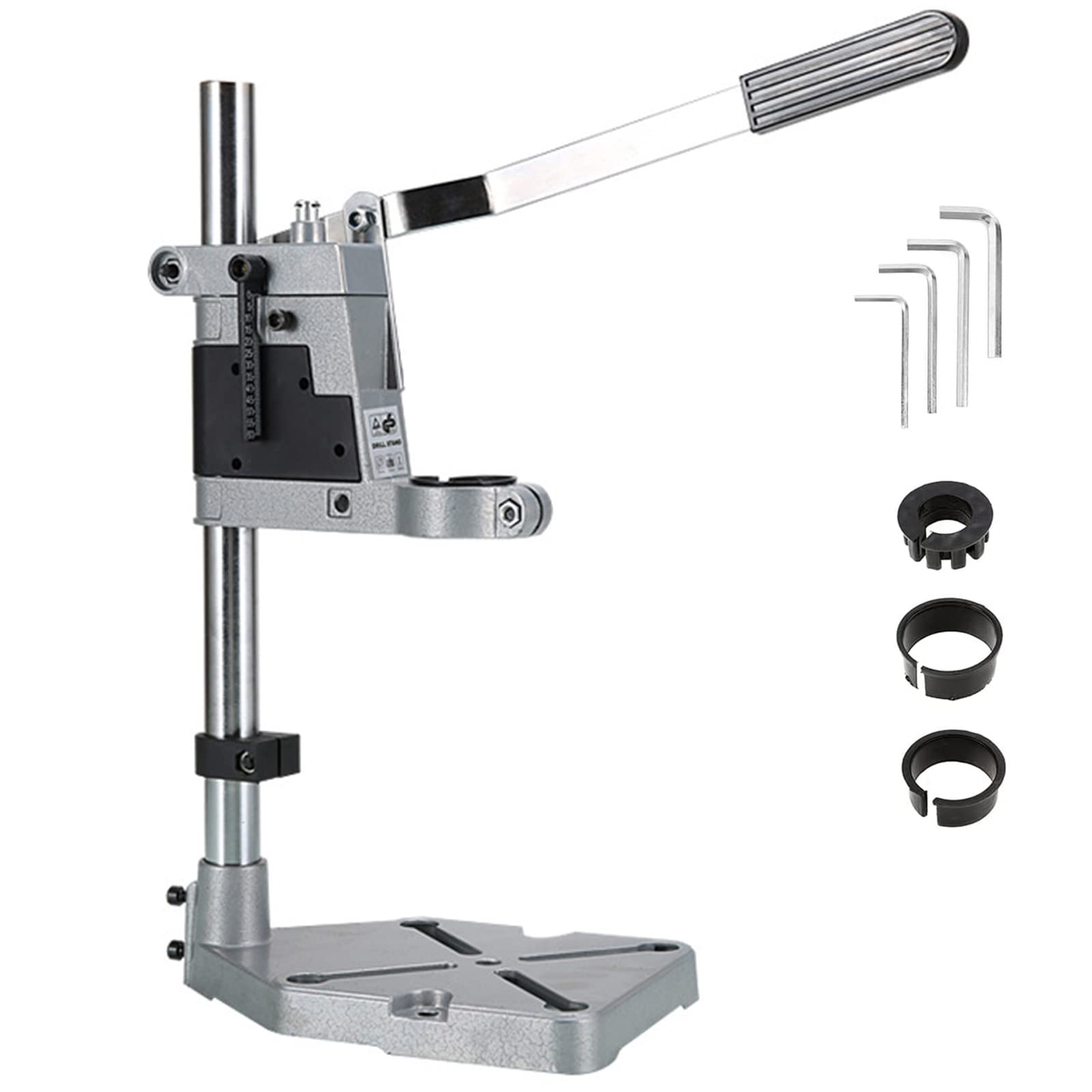 **Adjustable Drill Press Stand - Universal Bench Clamp Support Tool for Hand Drills - Heavy-Duty Aluminum Base with Single Mounting Hole - Perfect for Woodworking, Metalworking & DIY Repairs**