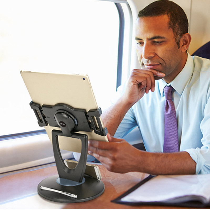 Universal Multi-Function Tablet Stand with Smartphone Holder - Adjustable & Sturdy Base for iPad, Kindle, e-Reader - Perfect for Home, Office, and Travel Use