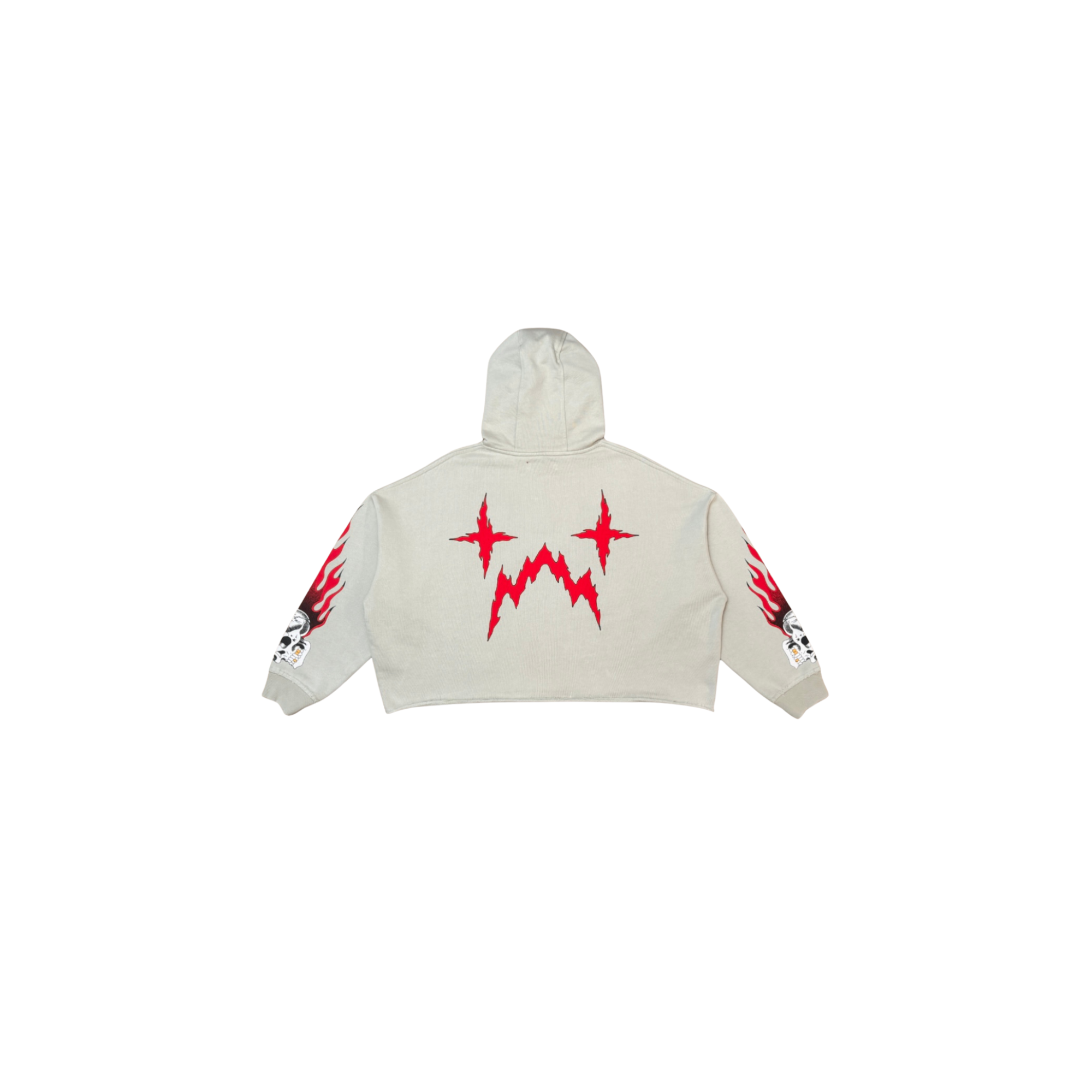 Chaos Cropped Hoodie for Women - Soft Grey Pullover Sweatshirt for Casual Wear, Street Style & Loungewear