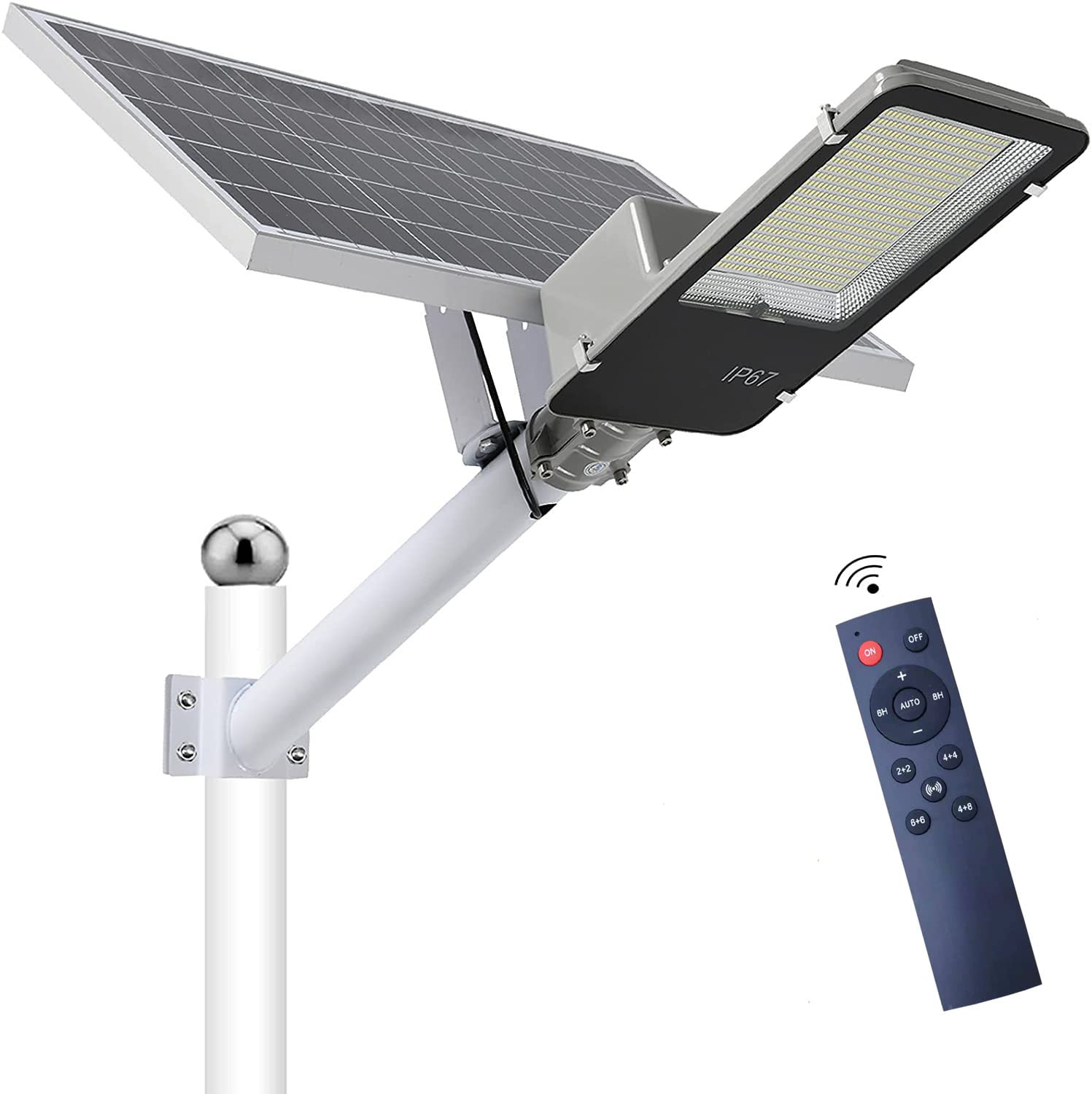 400W Solar Street Flood Lights Outdoor - IP67 Waterproof Commercial Solar Security Lights with Remote Control, Dusk to Dawn Sensor for Parking Lot, Yard, Garden & Driveway | Energy-Efficient LED Lighting for Pathways, Building Exteriors & Large Outdoor Areas
