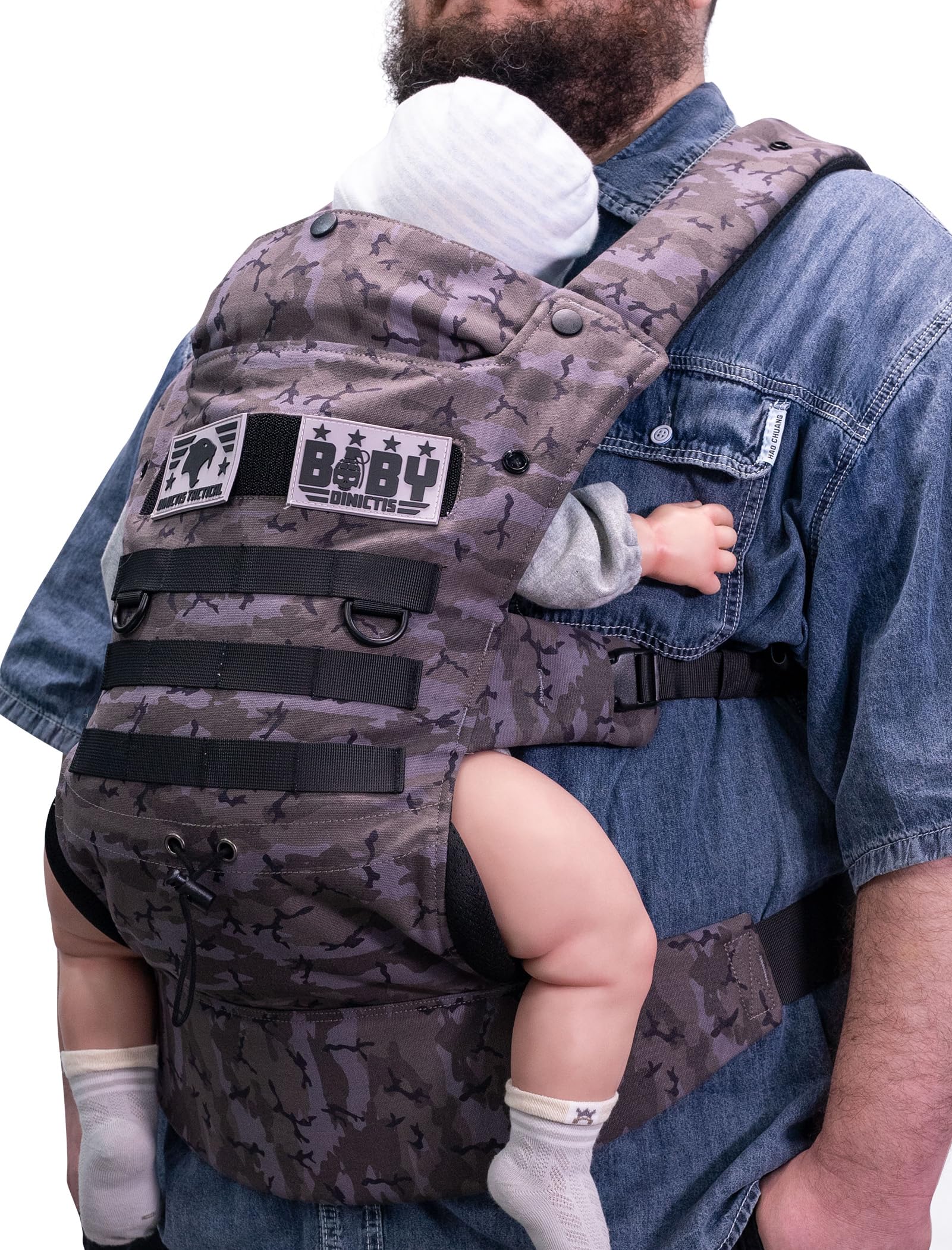 Ergonomic Baby Carrier for Infants to Toddlers (8-33 lbs) - Lightweight Military-Grade Design with Lumbar Support for Parents - Black Camo - Perfect for Hiking, Travel & Everyday Use