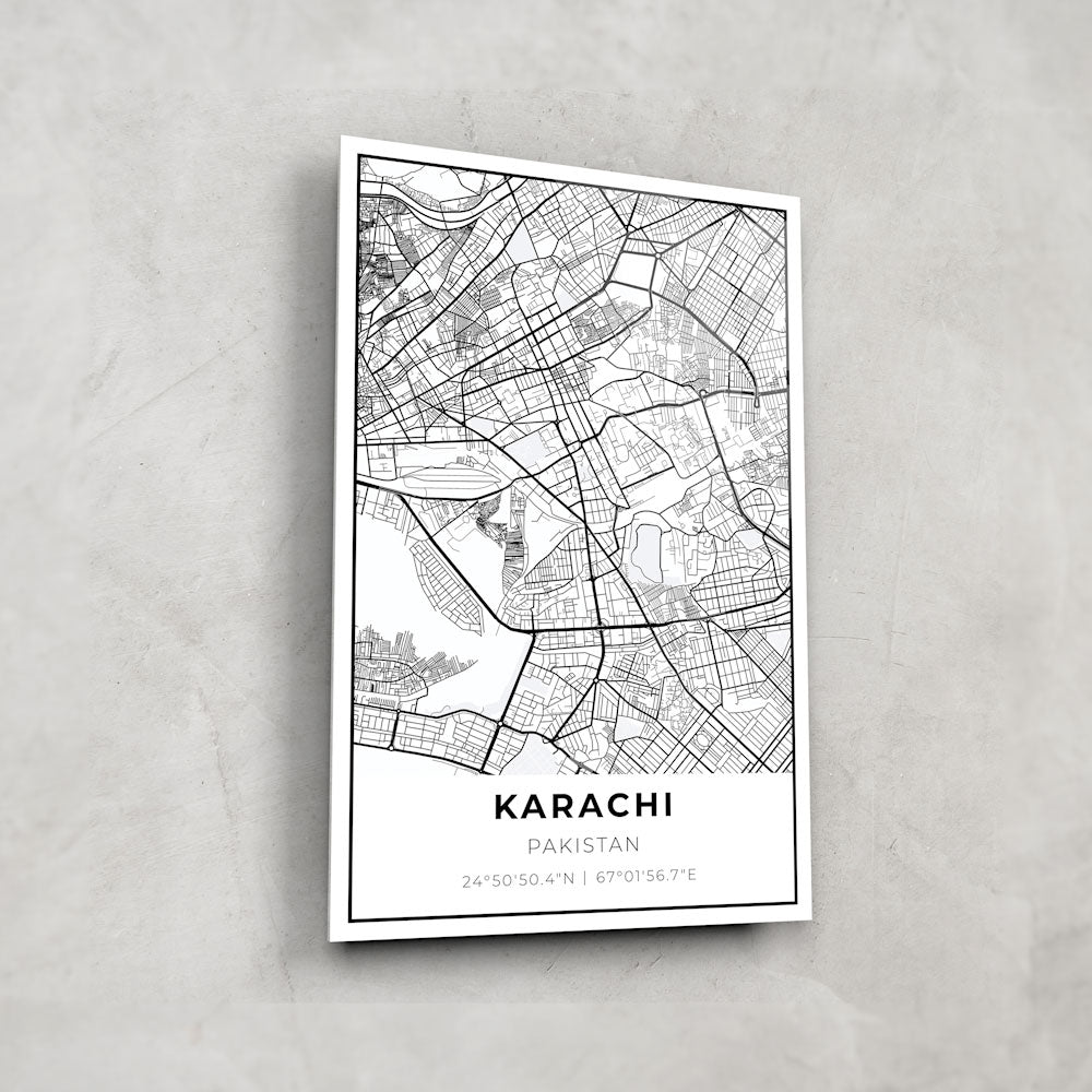 Karachi City Map Glass Wall Art - Modern Home & Office Decor - Perfect for Living Room, Bedroom, or Workspace
