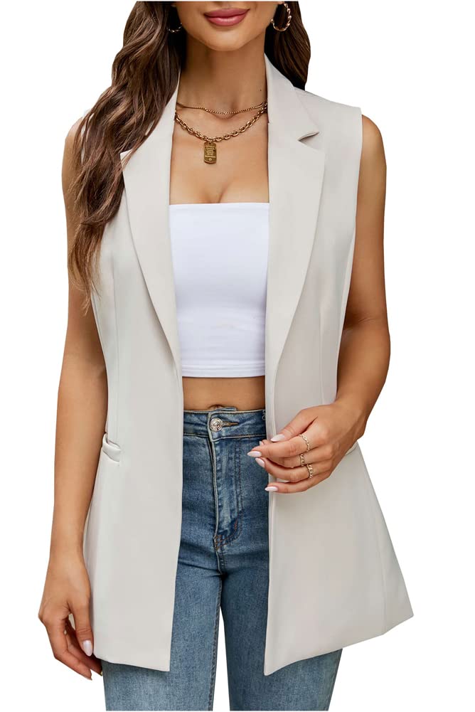 Kedera Women's Sleeveless Vest Blazer - Lightweight Open Front Office Jacket with Pockets for Spring & Summer | Perfect for Work, Business Casual & Professional Outfits