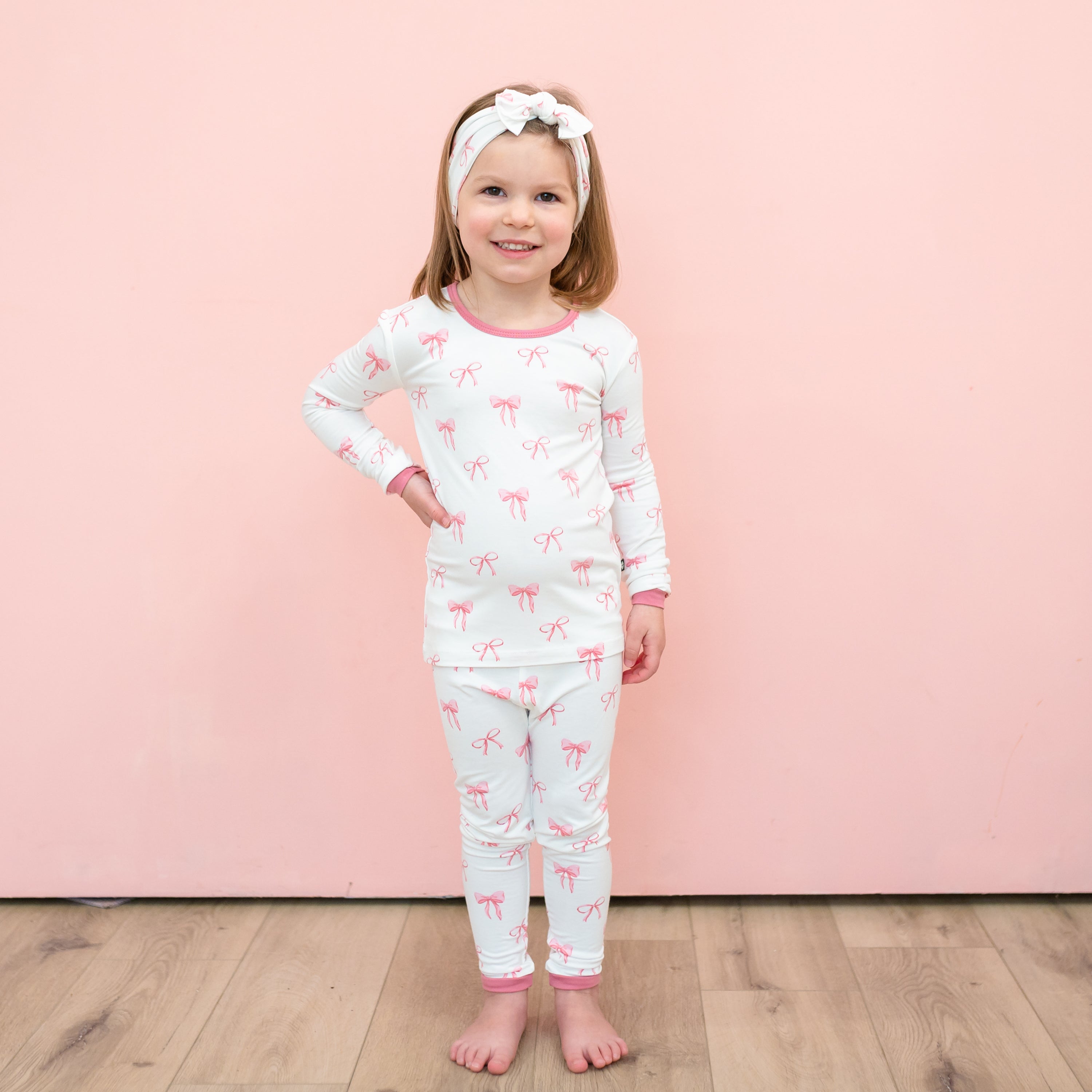 Women's Long Sleeve Pajama Set with Bow - Soft Cotton Sleepwear for Women, Cozy Nightwear for Winter, Lounge Wear for Home Relaxation