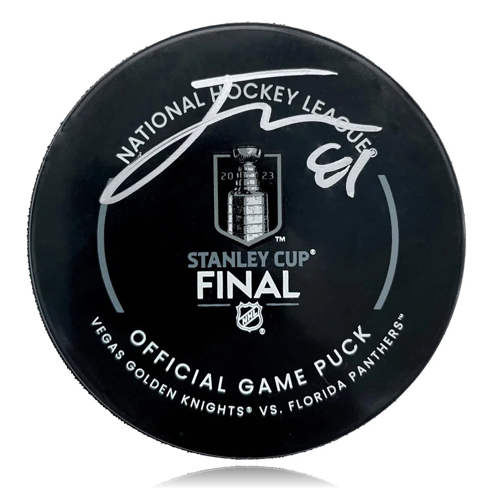 Jonathan Marchessault Autographed Vegas Golden Knights Stanley Cup Puck with Display Case & COA - Collectible Hockey Memorabilia for Fans & Sports Enthusiasts