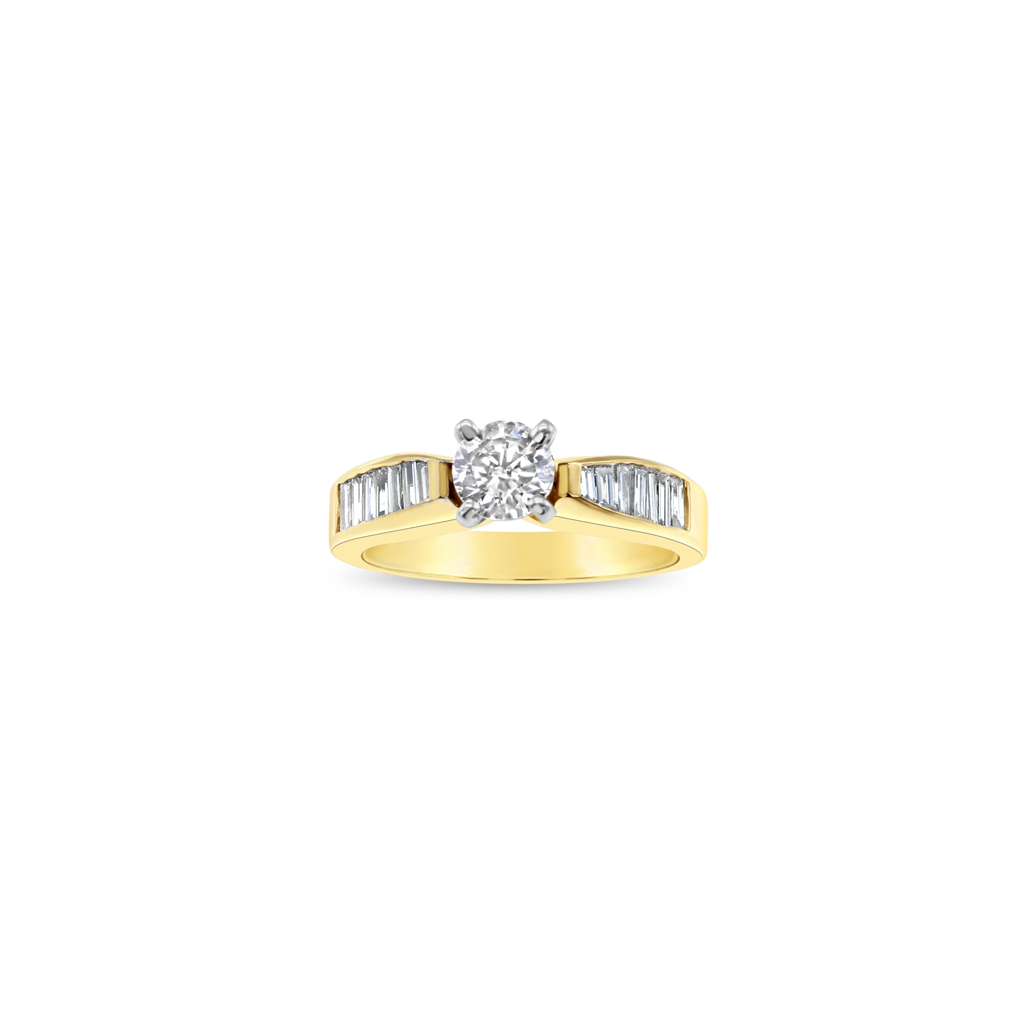1 Carat Solitaire Diamond Engagement Ring with Baguette Accents - Elegant Wedding Band for Proposals, Anniversaries & Special Occasions