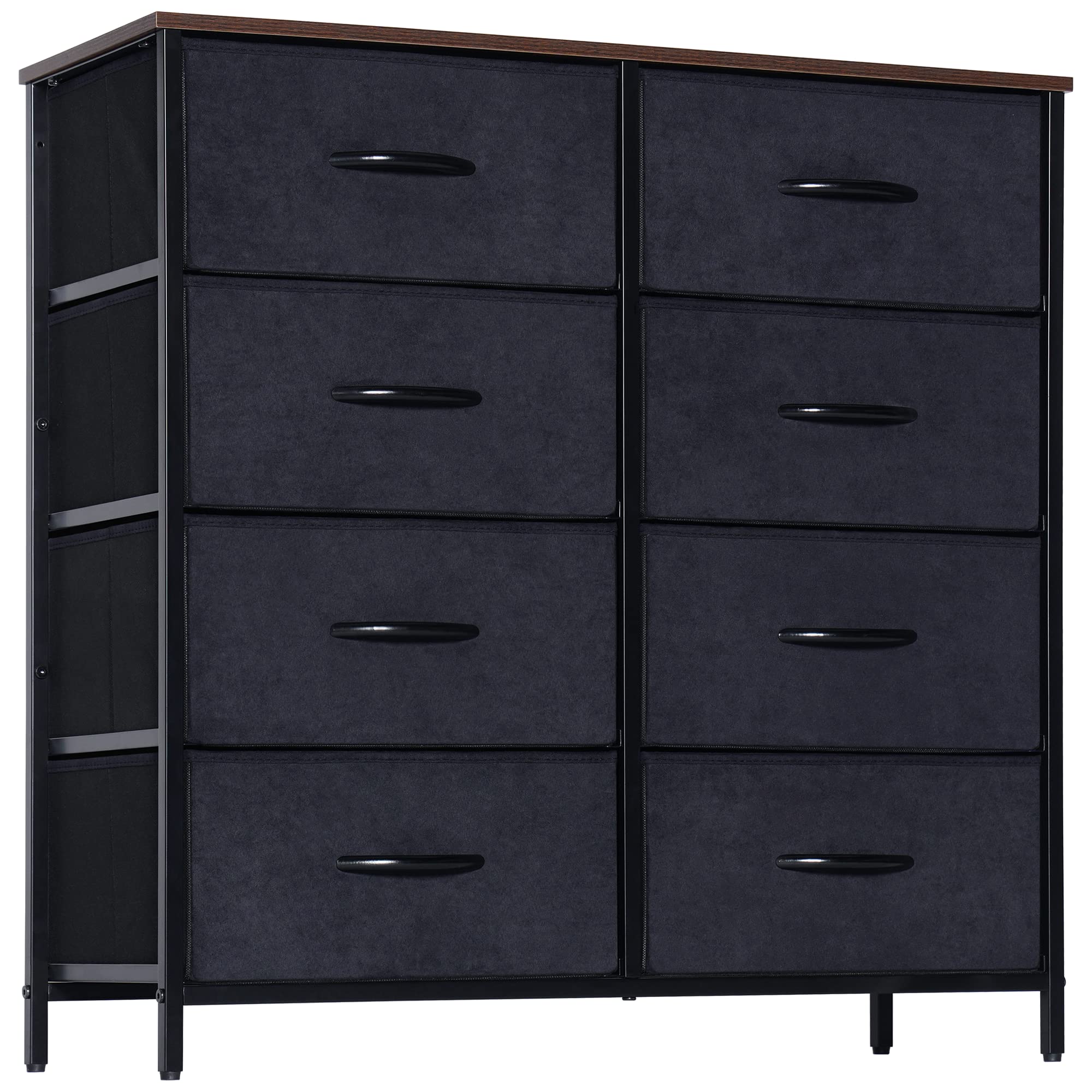 LYNCOHOME 8-Drawer Fabric Dresser for Bedroom, Closet & Nursery - Sturdy Steel Frame, Lightweight & Portable Chest of Drawers in Black - Perfect for Baby Clothes, Kids' Room Storage & Small Space Organization