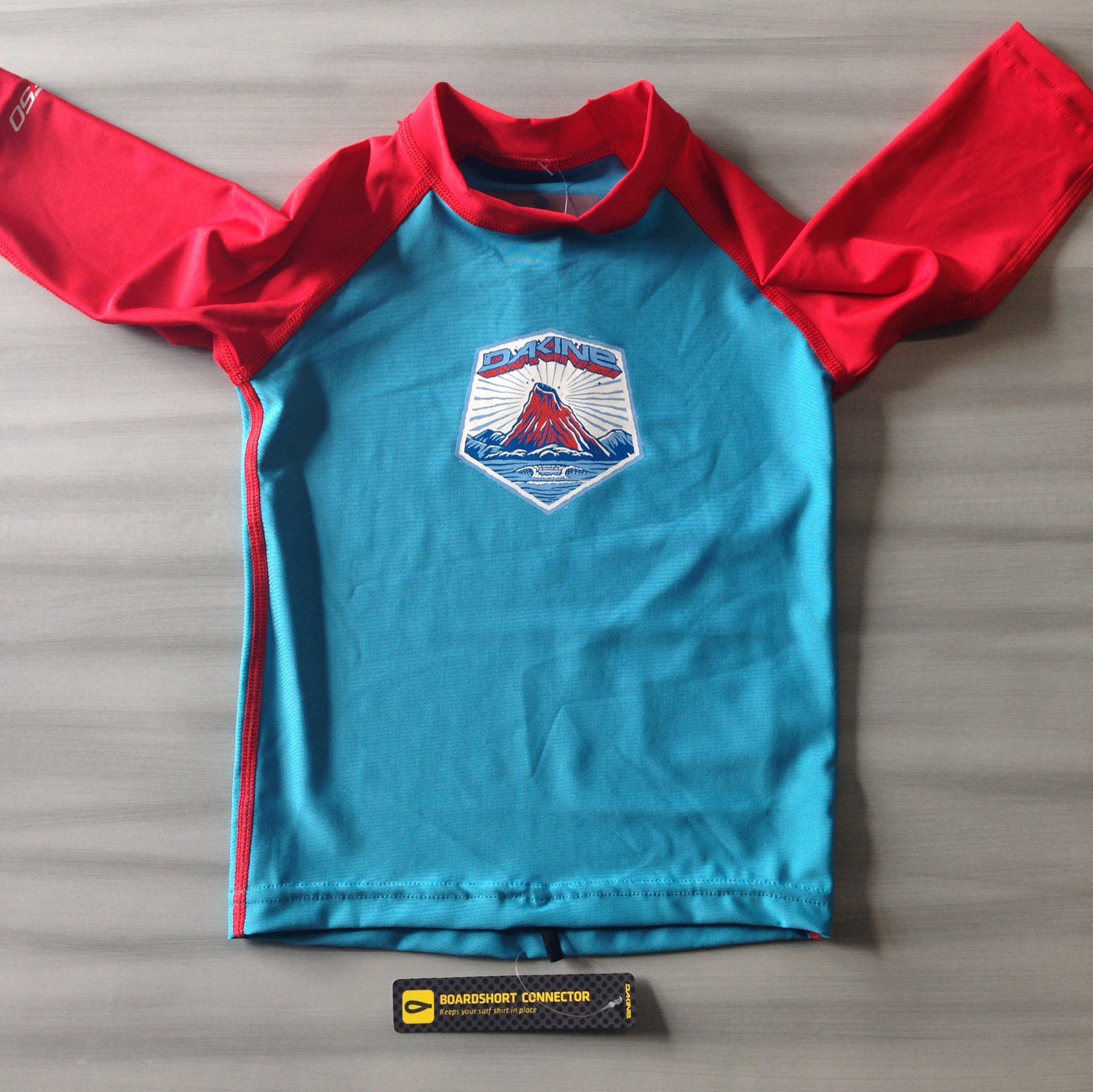 Dakine Toddler Rash Guard 3/4 Sleeve UV Protection Swim Shirt - Neon Blue/Red for Boys & Girls - Perfect for Beach, Pool & Outdoor Water Activities