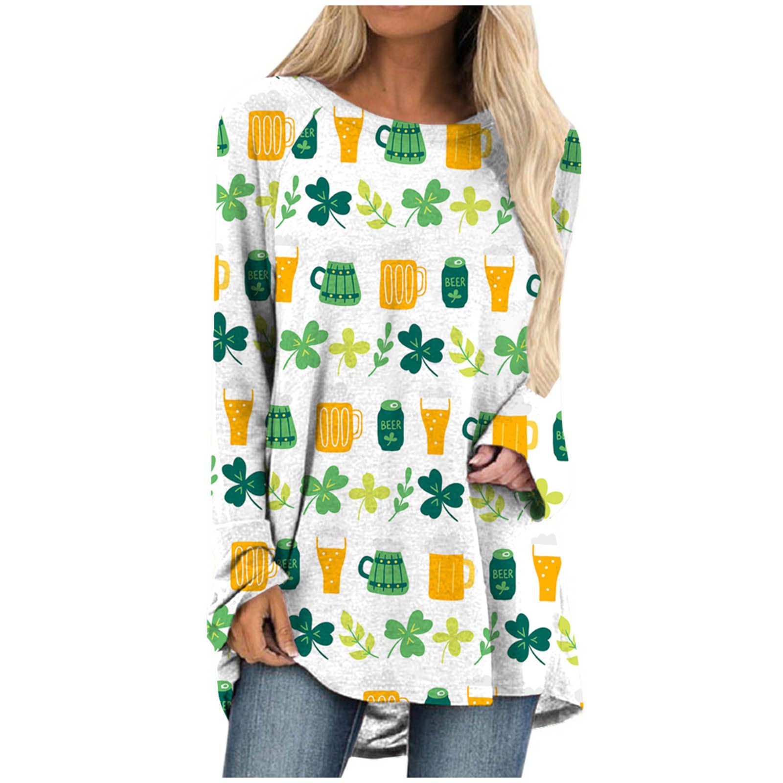 Women's Casual Graphic Print Long Sleeve Crewneck T-Shirt - Summer Fall Fashion Tee for Women - Perfect for Everyday Wear, Office & Weekend Outfits