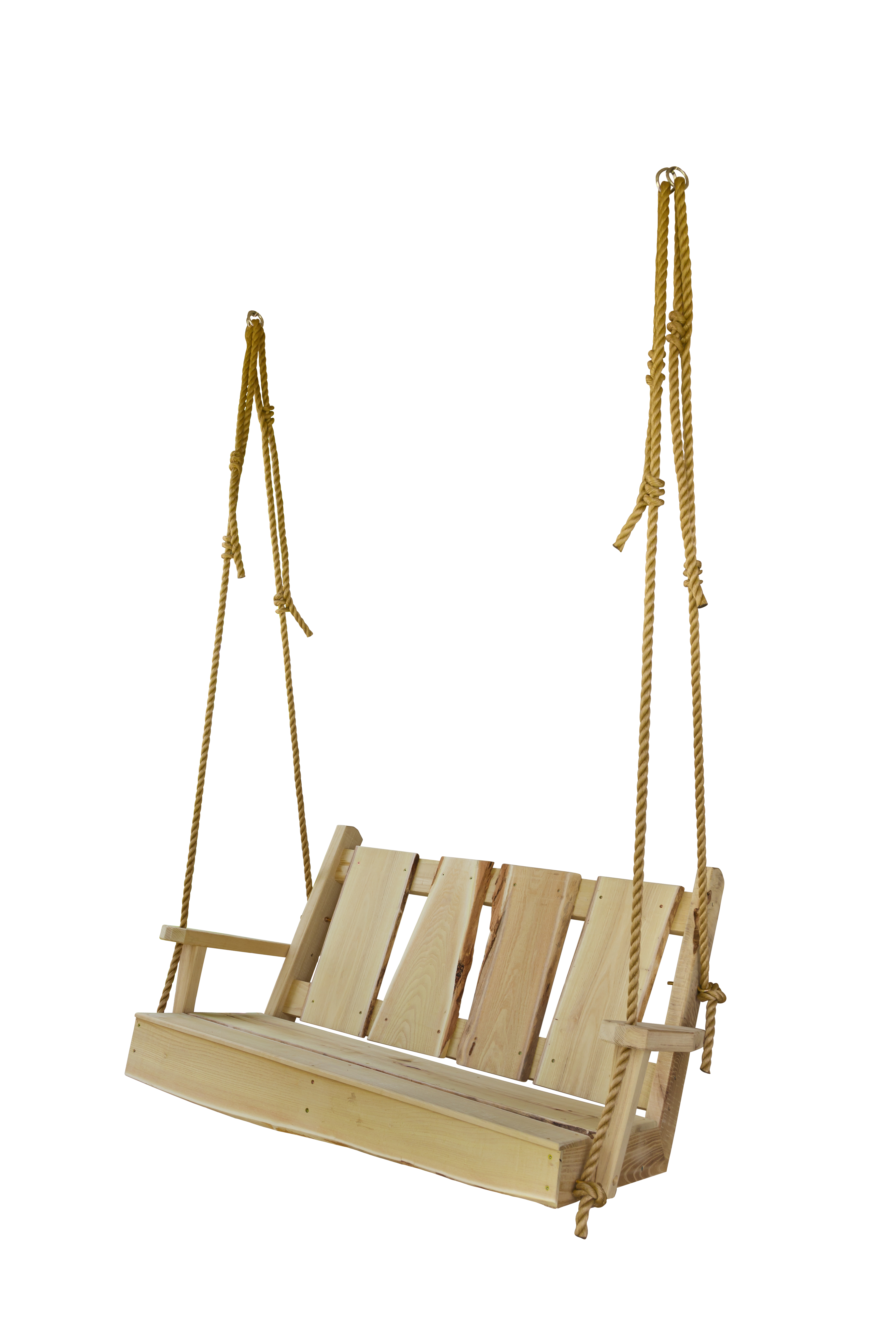 A&L Furniture Blue Mountain Timberland Swing with Rope - Heavy Duty Wooden Porch Swing for Outdoor Garden, Patio, Backyard Relaxation
