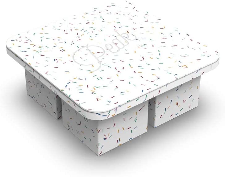 W&P Peak 4 Cube Extra Large Silicone Ice Mold with Lid - Speckled White Design - Perfect for Cocktails, Iced Coffee & Party Drinks
