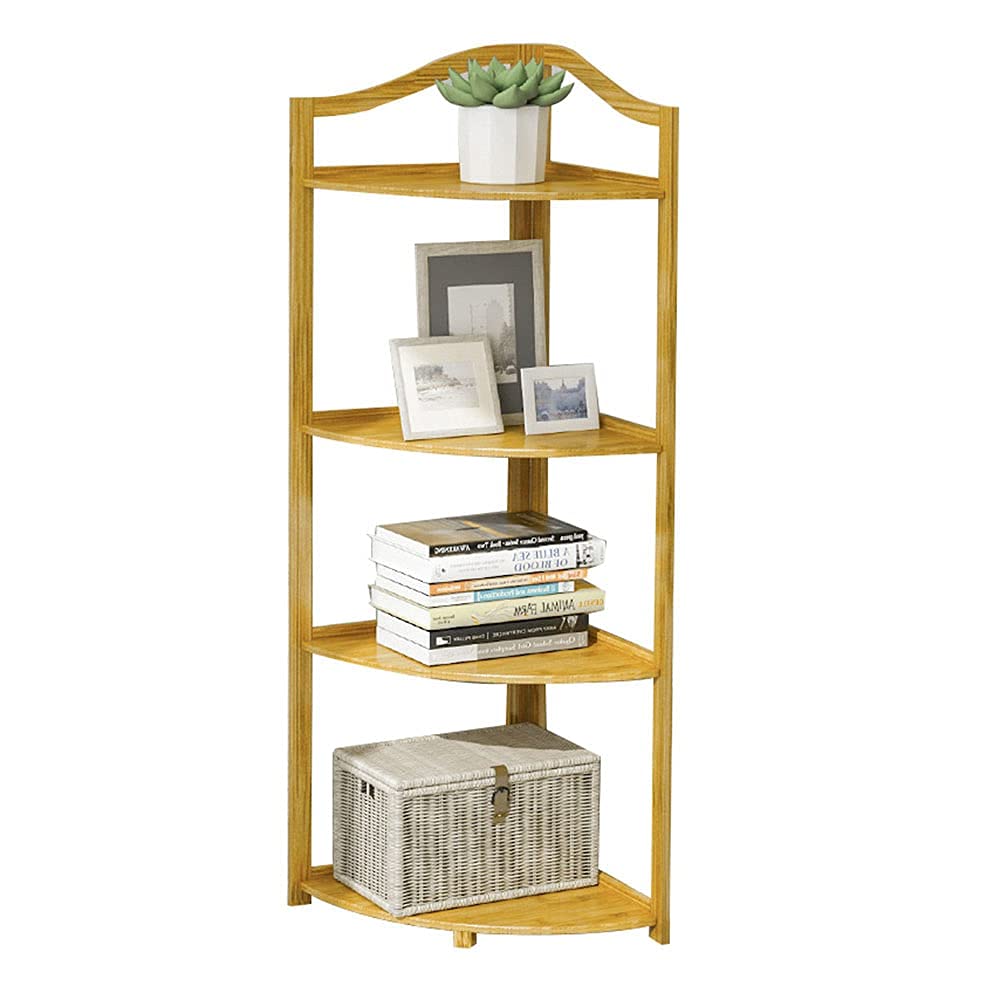 4-Tier Bamboo Corner Shelf - Modern Storage & Display Unit for Books, Plants & Home Decor | Perfect for Living Room, Bedroom, Office & Kitchen Organization