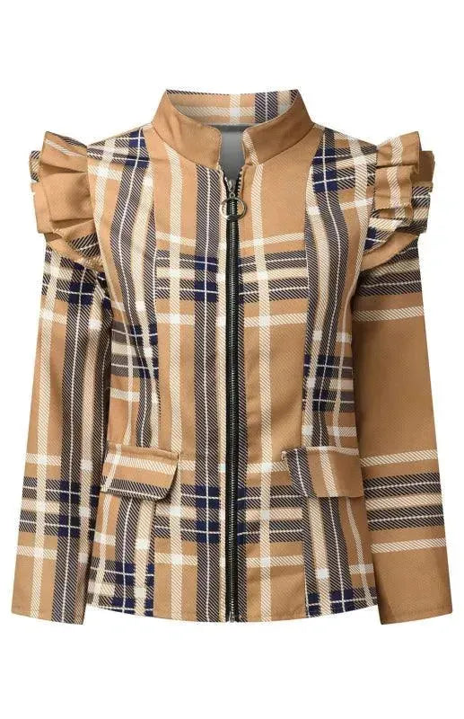 Women's Casual Printed Short Zipper Duster Coat - Lightweight Spring/Fall Outerwear for Streetwear & Layering