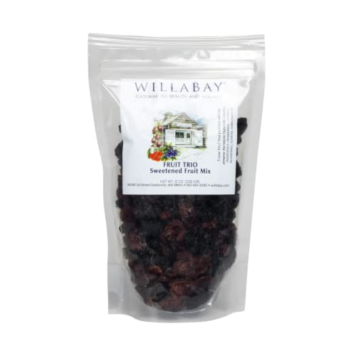 Premium Dried Fruit Trio - Moist & Flavorful Cranberries, Cherries & Blueberries | Healthy Snack for Hiking, Baking & Office | Willabay Freshly Packaged