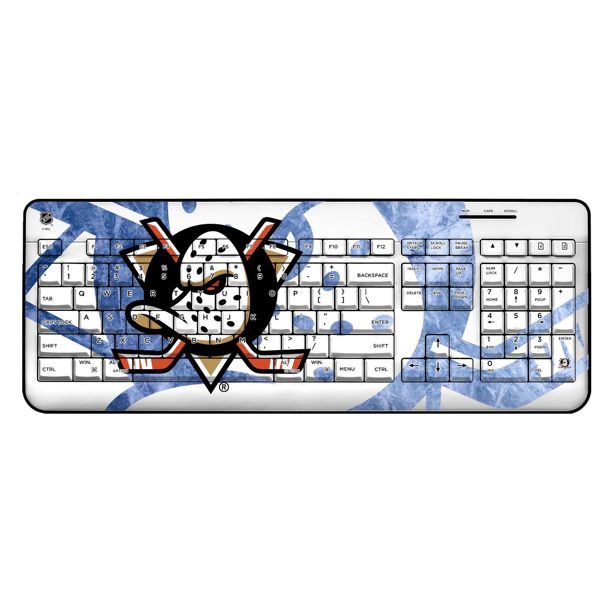 Anaheim Ducks NHL Wireless USB Gaming Keyboard - Ergonomic Design for PC, Laptop, Mac - Perfect for Hockey Fans & Gamers
