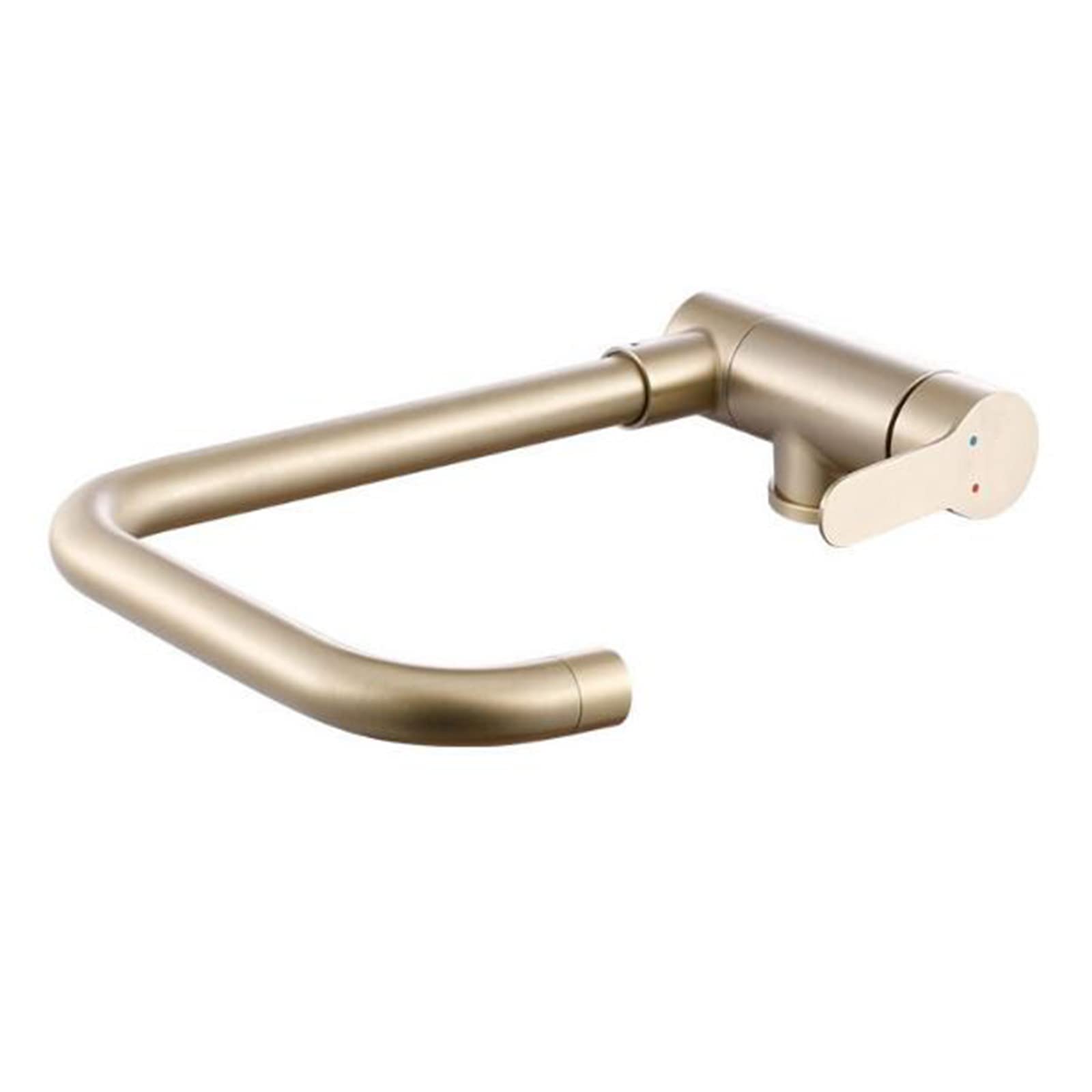 Stainless Steel Brushed Gold Kitchen Sink Mixer Faucet with Folding Design, Swivel Hot and Cold Water, Ideal for Compact Spaces and Modern Kitchens