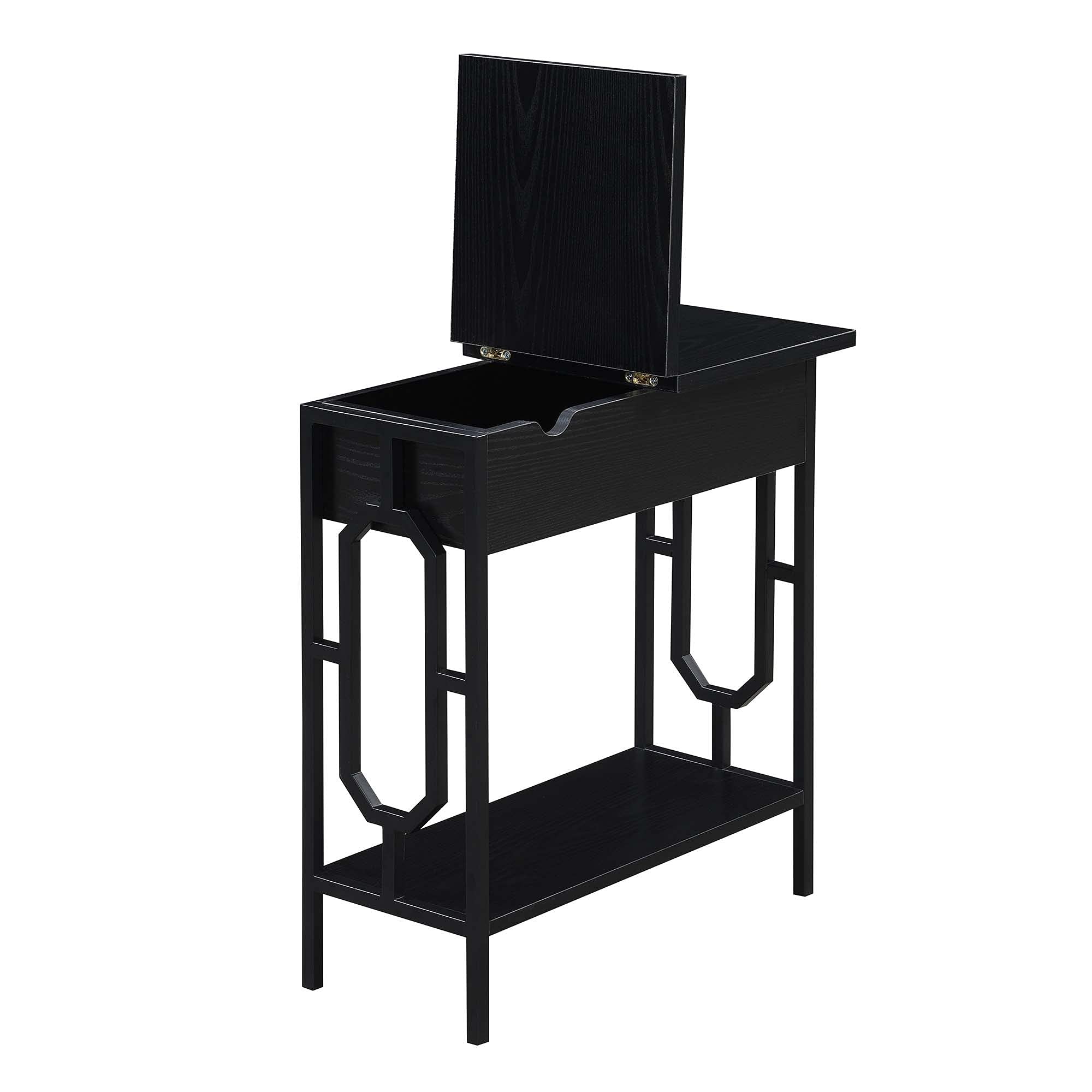 Ergode Omega Flip Top End Table with USB Charging Station & Storage Shelf - Perfect for Living Room, Bedroom, or Office as Nightstand, Side Table & Charging Station