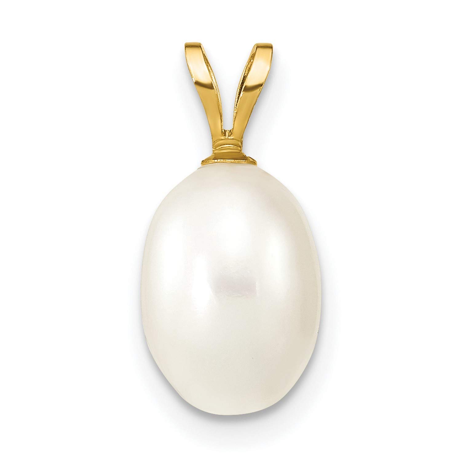 14K Yellow Gold Rice Pearl Pendant - 7x8mm Cultured Rice-Shaped Pearl Jewelry for Women - Elegant Necklace for Weddings, Parties & Special Occasions