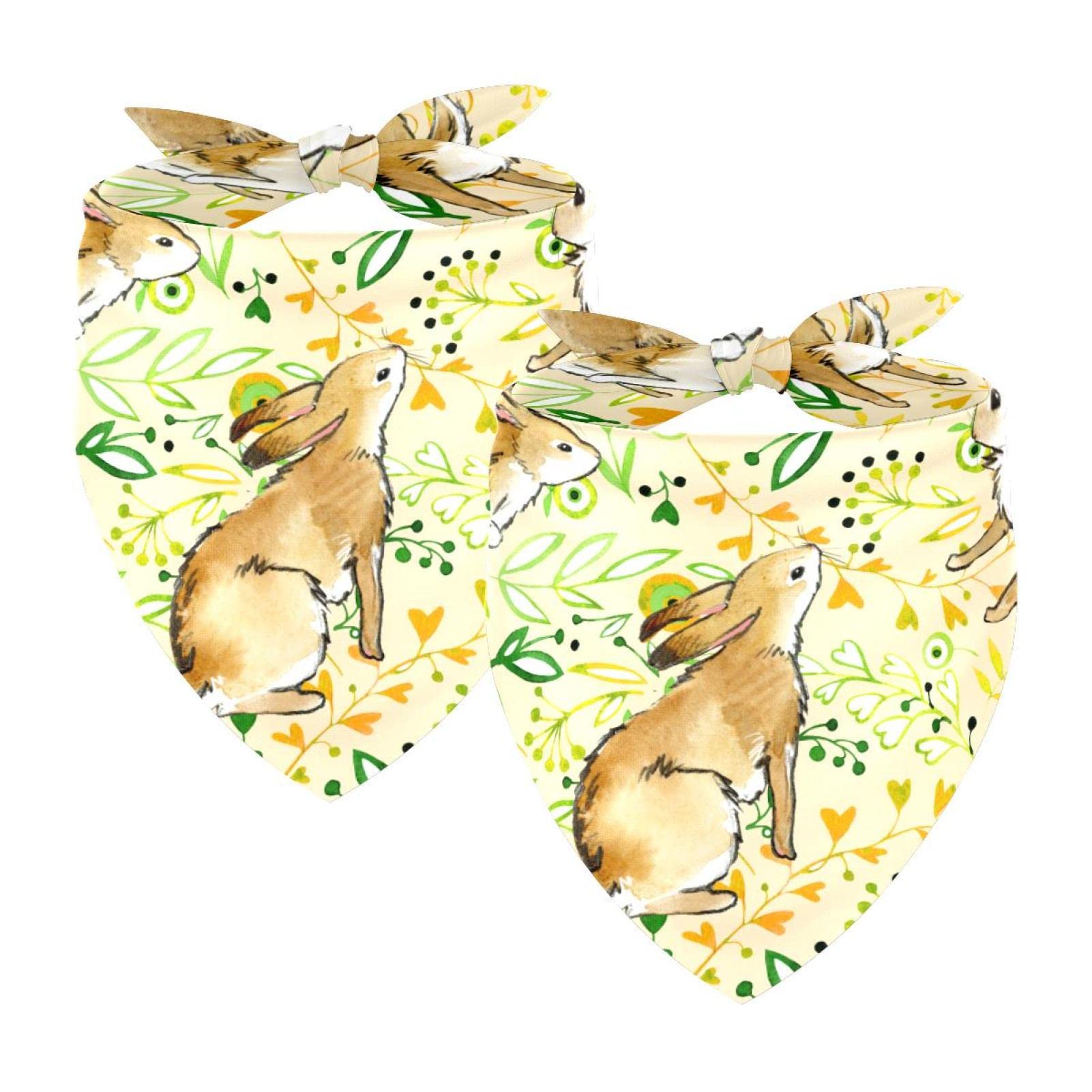 Cooling Dog Bandana for Large & Extra Large Dogs - Soft Triangle Pet Scarf with Easter Bunny Rabbit Leaf Pattern (2 Pack) - Perfect for Summer, Outdoor Walks, and Easter Pet Costumes