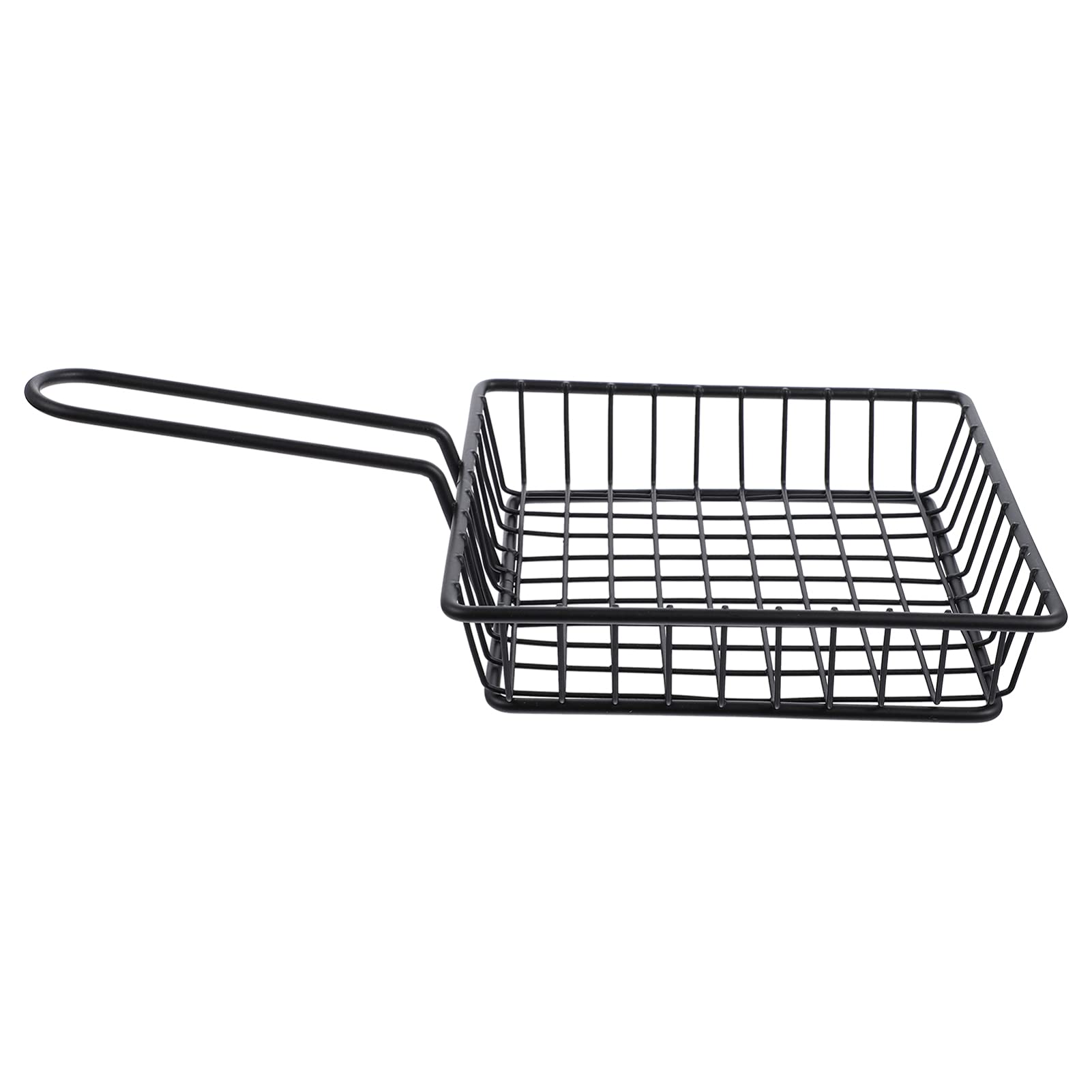 Mini Fry Basket for Spaghetti & Chips - Black Rectangular Cooking Strainer for Pasta & Food Serving