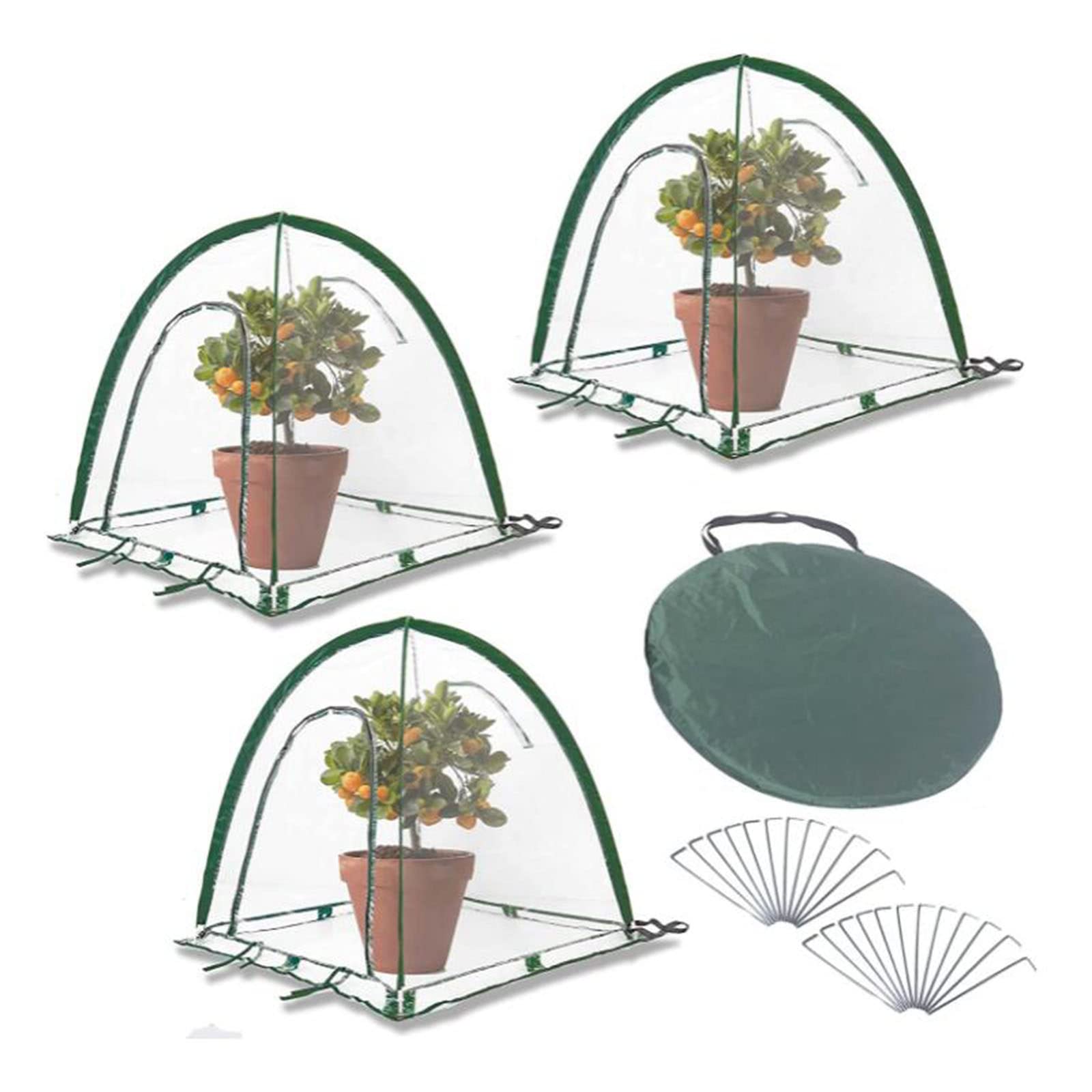 Pop Up Greenhouse Cover - 3 Pack Mini Gardening Hot House for Plants, Flowers & Seedlings | Cold & Frost Protection | Indoor & Outdoor Use for Backyard, Patio, Balcony | PVC Plant Protector for Year-Round Gardening