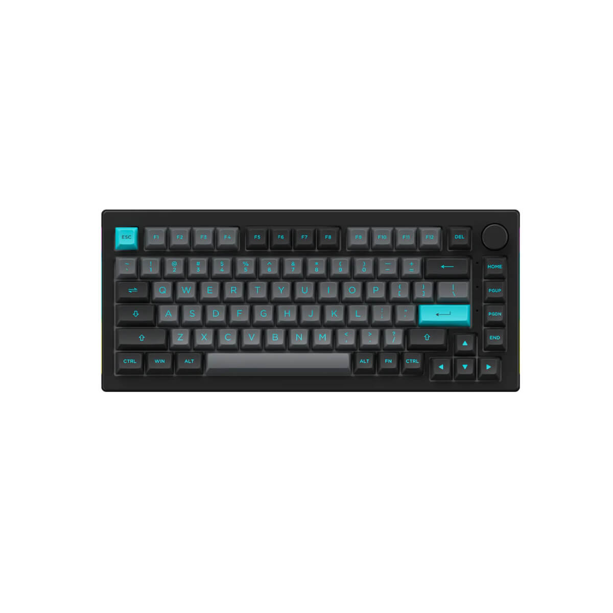 Akko 5075B Plus Wireless Mechanical Keyboard - Hot Swappable, RGB Backlit, CS Silver Switch, Black & Cyan Design for Gaming, Typing & Office Work