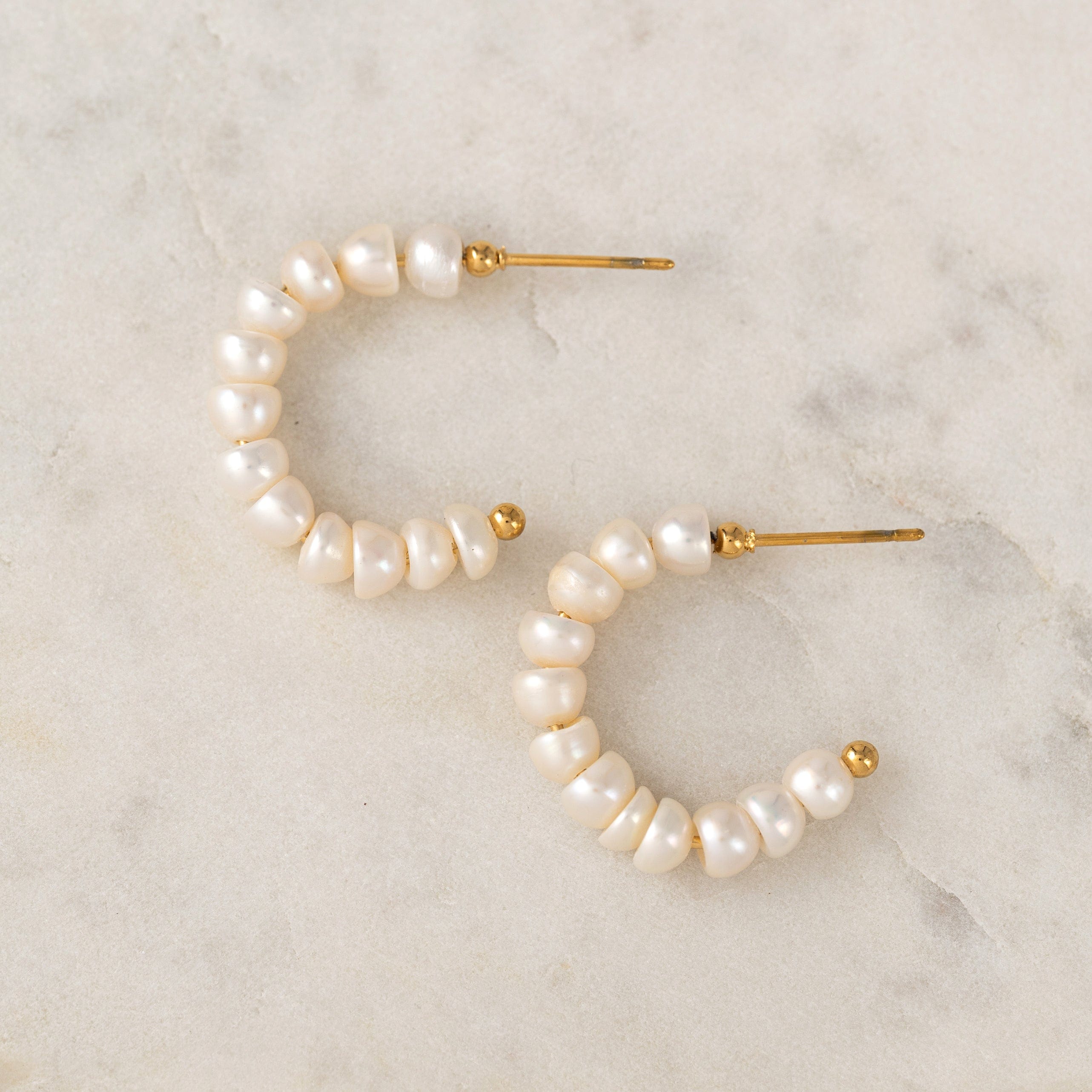 Isola Pearl Hoop Earrings for Women - Elegant 14K Gold Plated Pearl Earrings | Perfect for Weddings, Parties & Everyday Wear