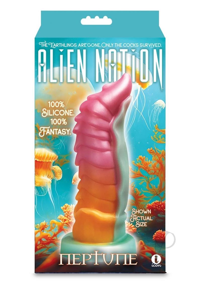 Premium Alien Nation Neptune Silicone Dildo - Vibrant Orange & Magenta Dual-Tone Design | Body-Safe Adult Toy for Couples & Solo Play | Waterproof & Flexible for Shower & Bedroom Use