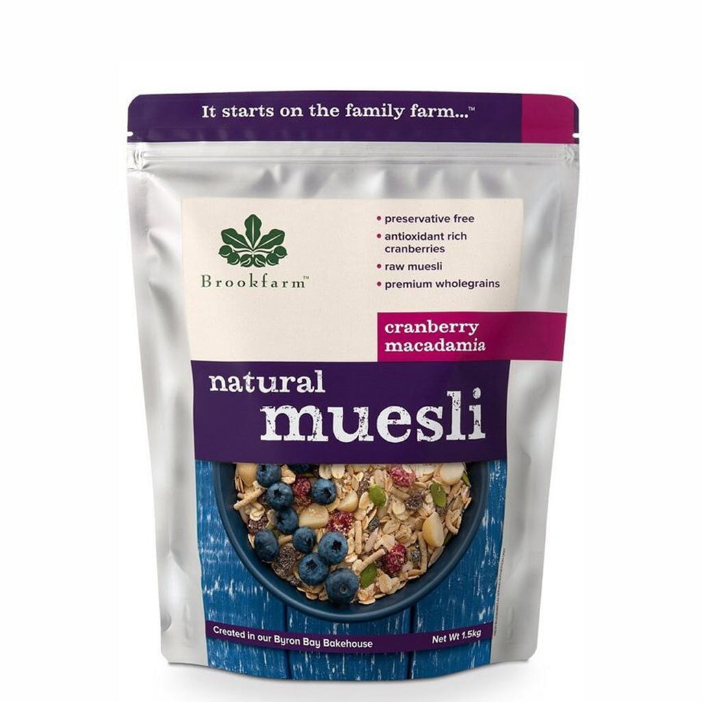 Brookfarm Natural Macadamia Muesli with Cranberry - Healthy Breakfast Cereal with Nuts & Dried Fruits - Perfect for Morning Meal, Snacks & Weight Management