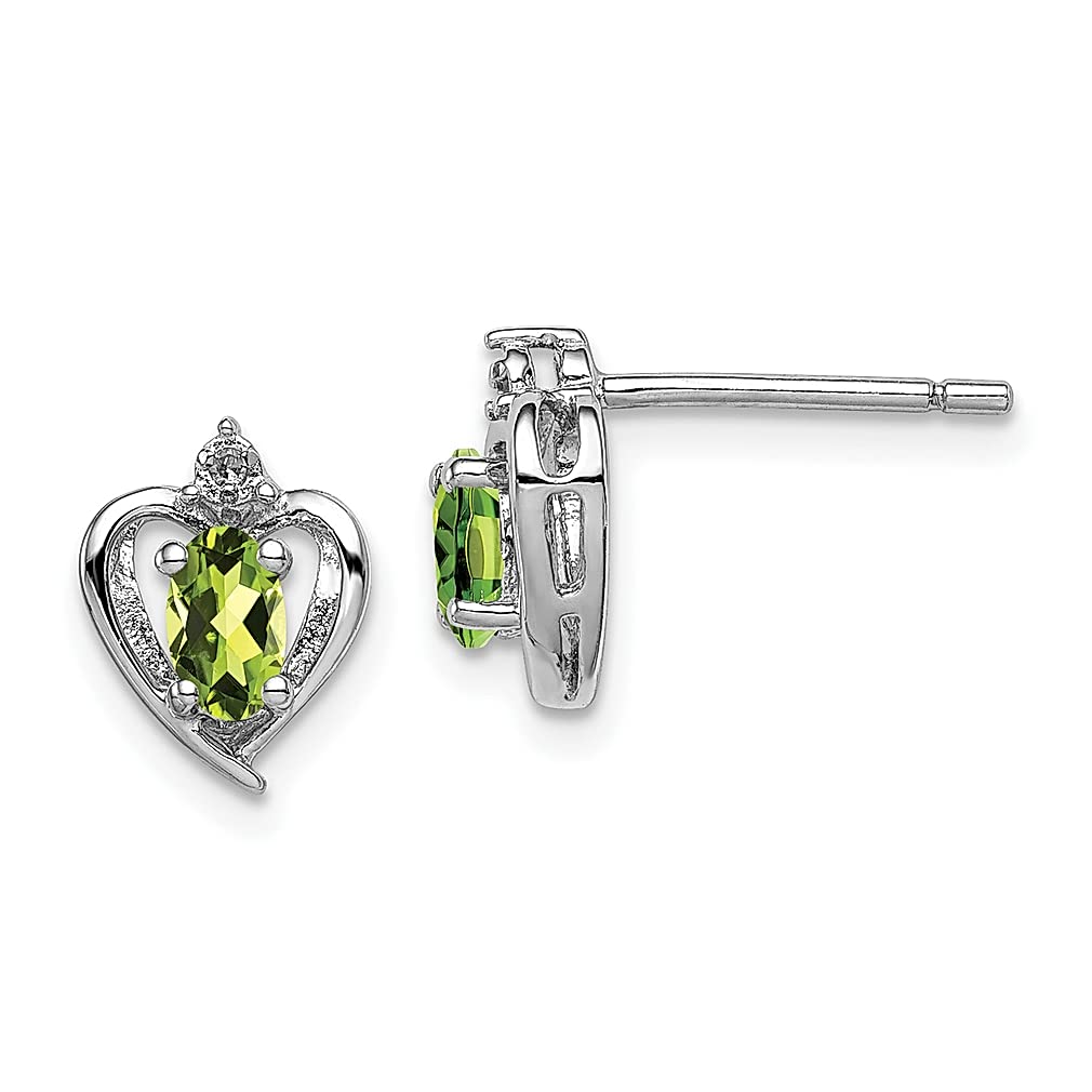 925 Sterling Silver Green Peridot & Diamond Stud Earrings - August Birthstone Jewelry for Women | Elegant Gift for Her, Perfect for Birthdays, Anniversaries & Special Occasions