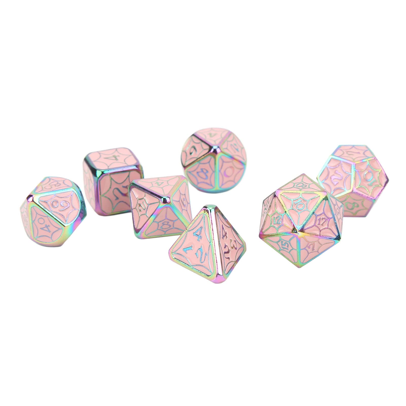 SPYMINNPOO 7pcs Zinc Alloy Polyhedral Dice Set for Board Games, Family Gatherings, Party Fun, Children's Toys, Fishing, Toy Tents, and Tabletop Interactive Play