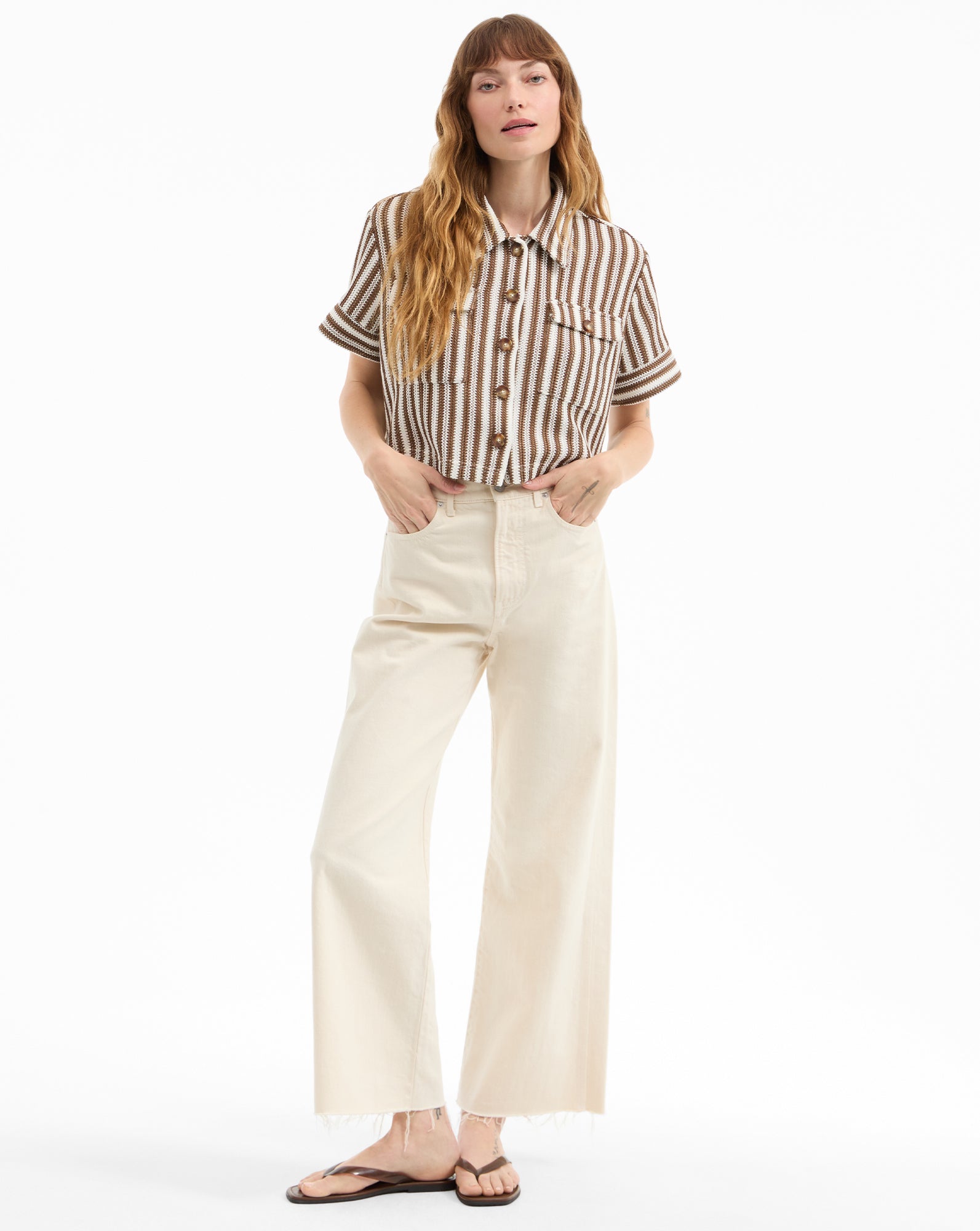 Bouvier Knit Button Down Shirt for Women - Soft Cotton Casual Long Sleeve Blouse - Perfect for Office, Date Night & Fall Layering