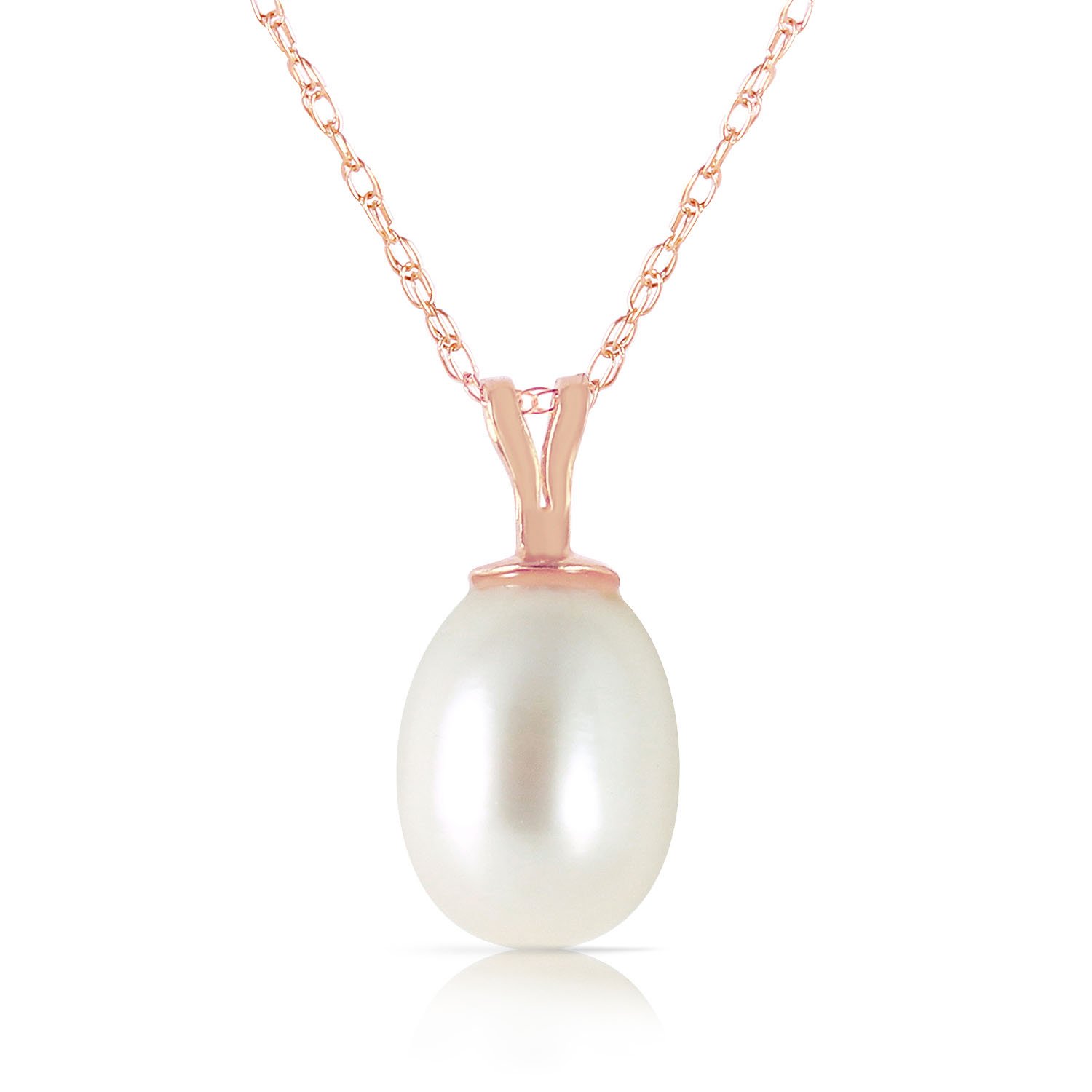 14K Solid Rose Gold Necklace with 4 Carat Freshwater Pearl Pendant - Elegant Jewelry for Women, Gift for Anniversary, Wedding, Valentine's Day, Birthday & Special Occasions