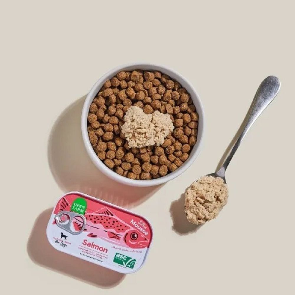 Premium Silky Mousse Salmon Dog Food Topper - Grain-Free, High-Protein Meal Enhancer for Picky Eaters - Perfect for Senior Dogs & Puppies at Mealtime