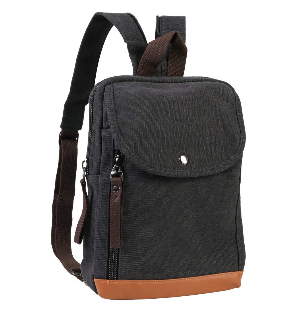 JIAO MIAO Mini Canvas Backpack - Durable Small Casual Daypack for Women & Teens (Black) - Perfect for School, Travel, and Everyday Use