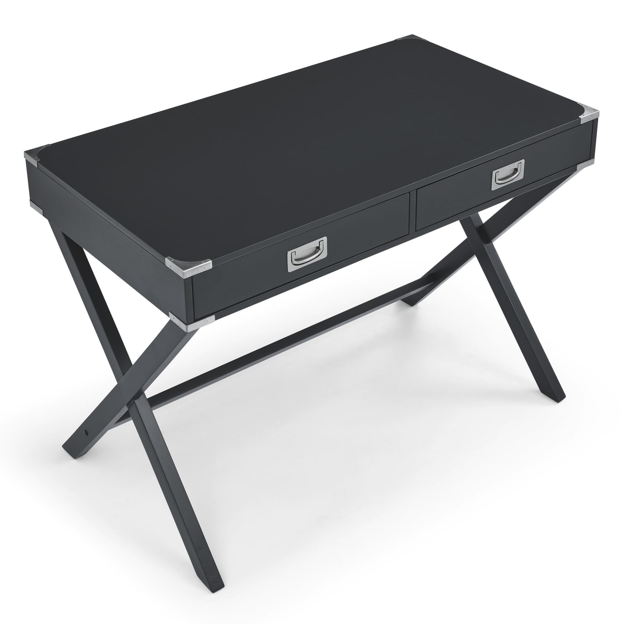 SMILEGEND Solid Wood Computer Desk with Storage Drawers - Modern Home Office Desk, Study Writing Workstation for Small Spaces, Black - Perfect for Remote Work & Online Learning
