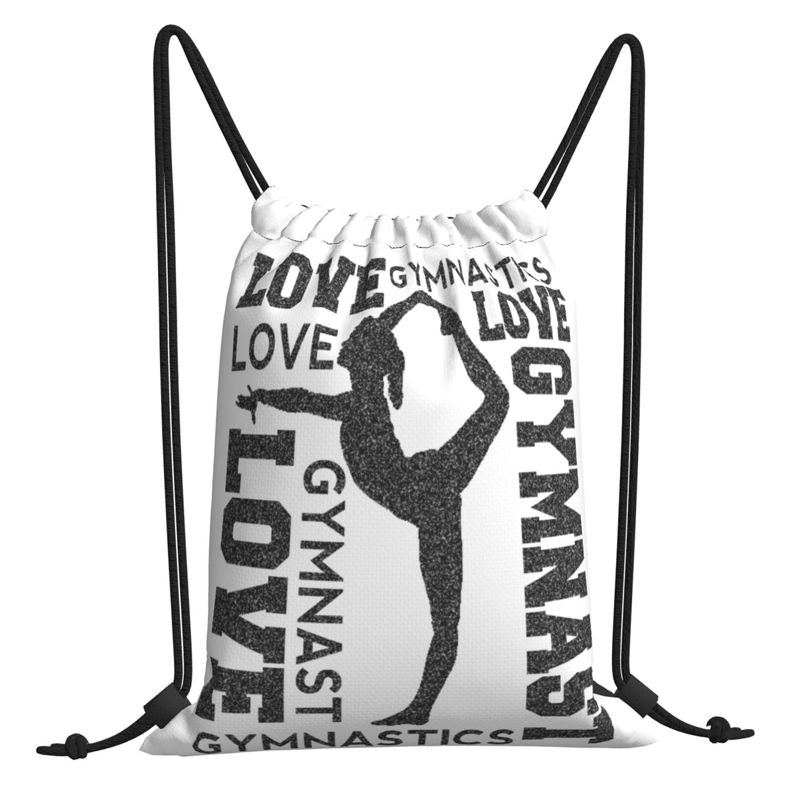 Gymnast Print Drawstring Backpack - Water Resistant Gym & Yoga Bag for Sports