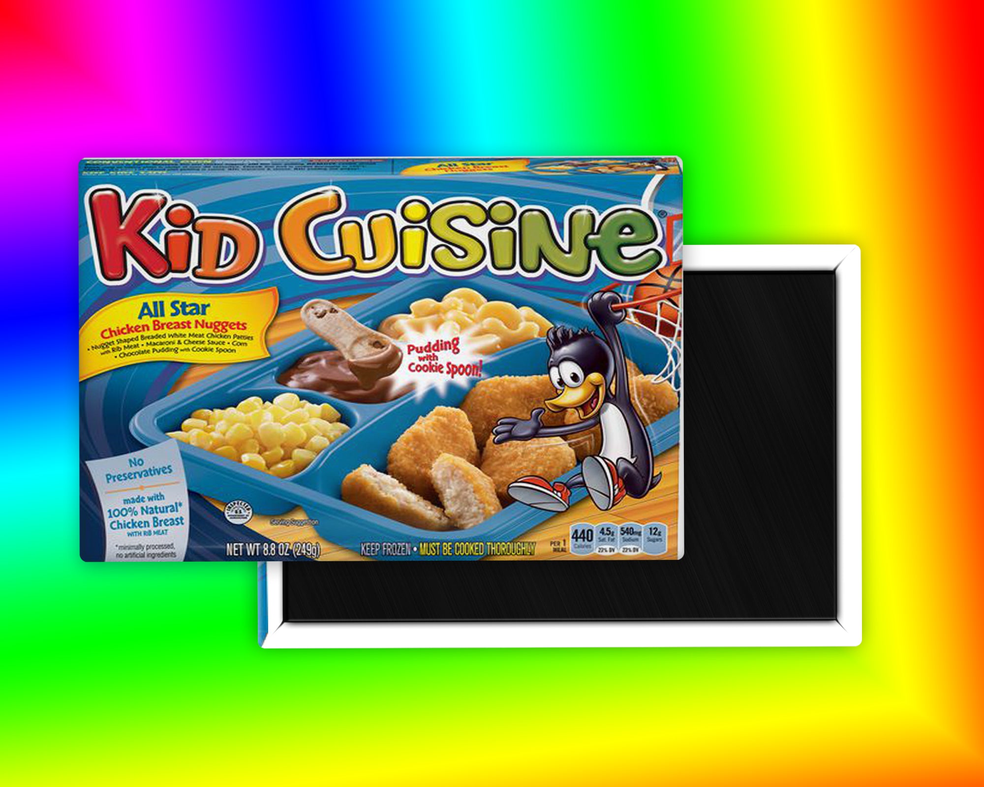 Kid Cuisine Nuggets Meal 90s Nostalgic Fridge Magnet - Perfect for Retro Kitchen Decor & 90s Memorabilia Collectors
