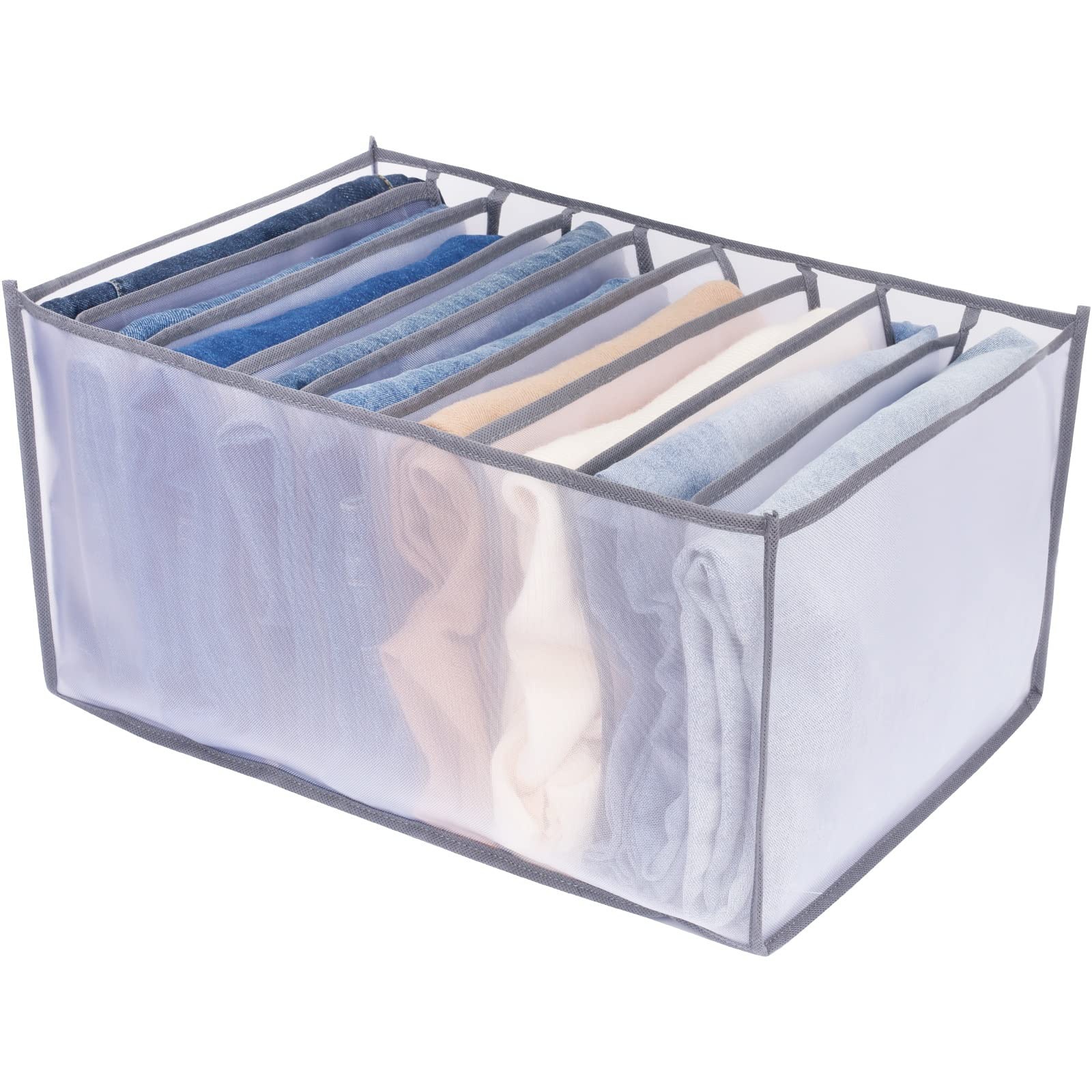 TIGARI Upgraded 9-Grid Clothes Organizer for Folded Clothes - Wardrobe Storage Box for Bedroom & Dorm Room (Gray) | Space-Saving Solution for T-Shirts, Sweaters & Underwear