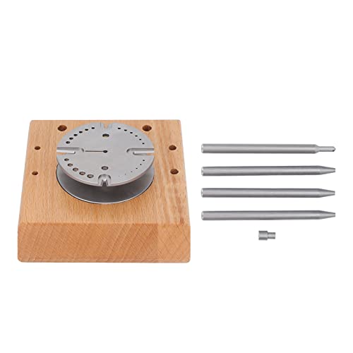 **Premium Watch Movement Balance Holder - Stable Wooden Base with Pin Punch for Watchmakers & Watch Repair - Perfect for Precision Watchmaking & DIY Watch Repair**