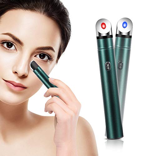 PELCAS Eye Massager Wand - USB Rechargeable Vibration Pen for Facial & Eye Skin Care with 4 Modes (Green) | Relieve Puffiness, Dark Circles & Stress | Perfect for Home Spa, Travel & Self-Care Routine