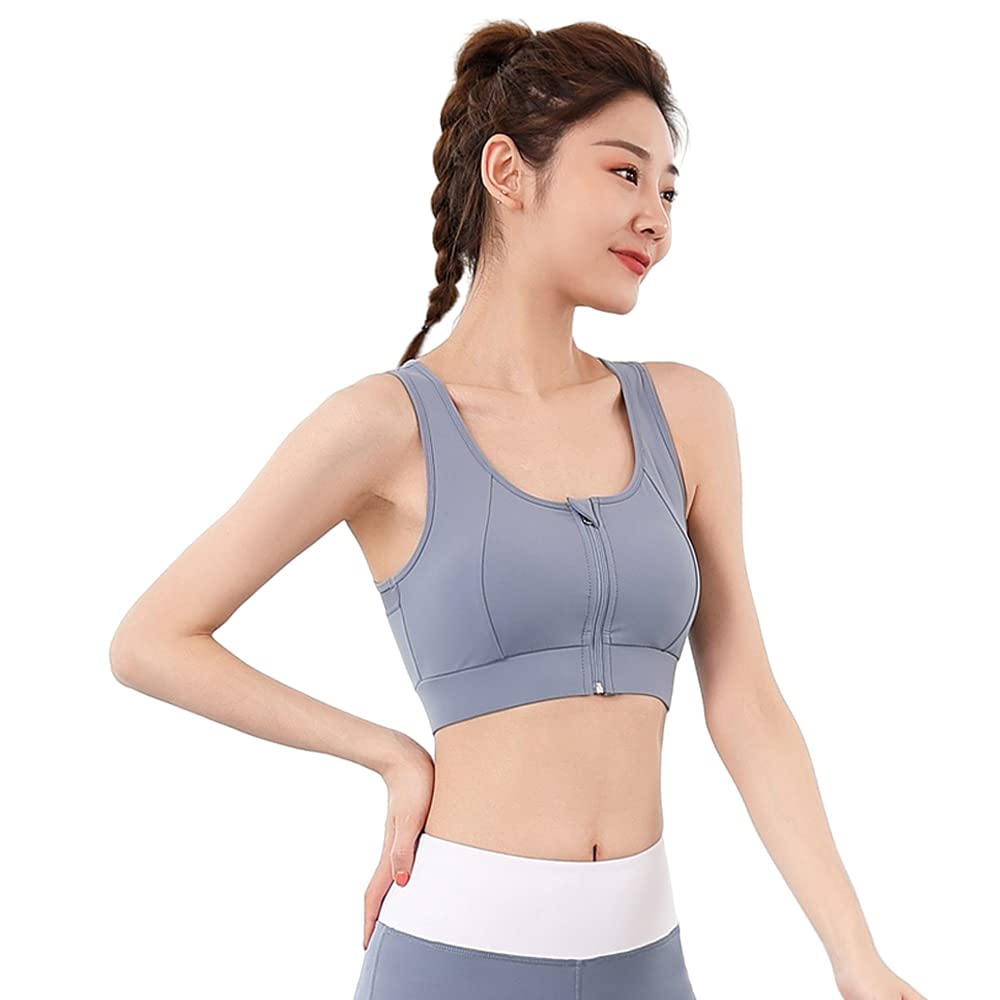 LUAN Women's Zip Front Sports Bra - Wirefree Workout & Yoga Top with Removable Pads | Perfect for Gym, Running, Pilates & Active Lifestyle