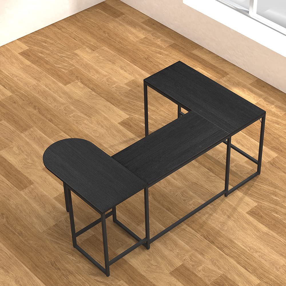 Industrial U-Shaped Computer Desk with CPU Stand - Black Corner Writing Desk for Gaming & Home Office Workstation | Perfect for Small Spaces & Multi-Monitor Setups