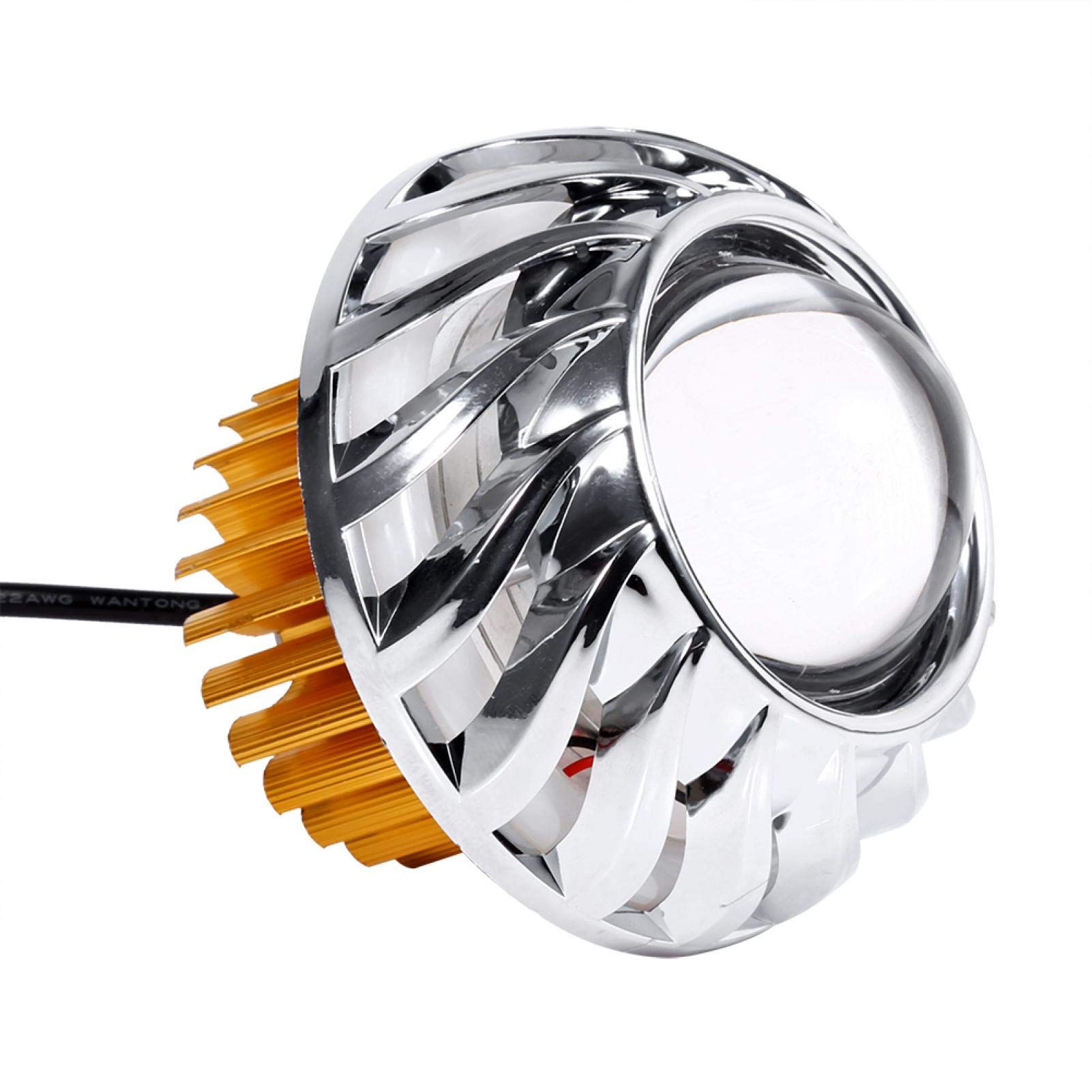LED Motorcycle Headlight with Angel Eyes - Pink for Night Riding